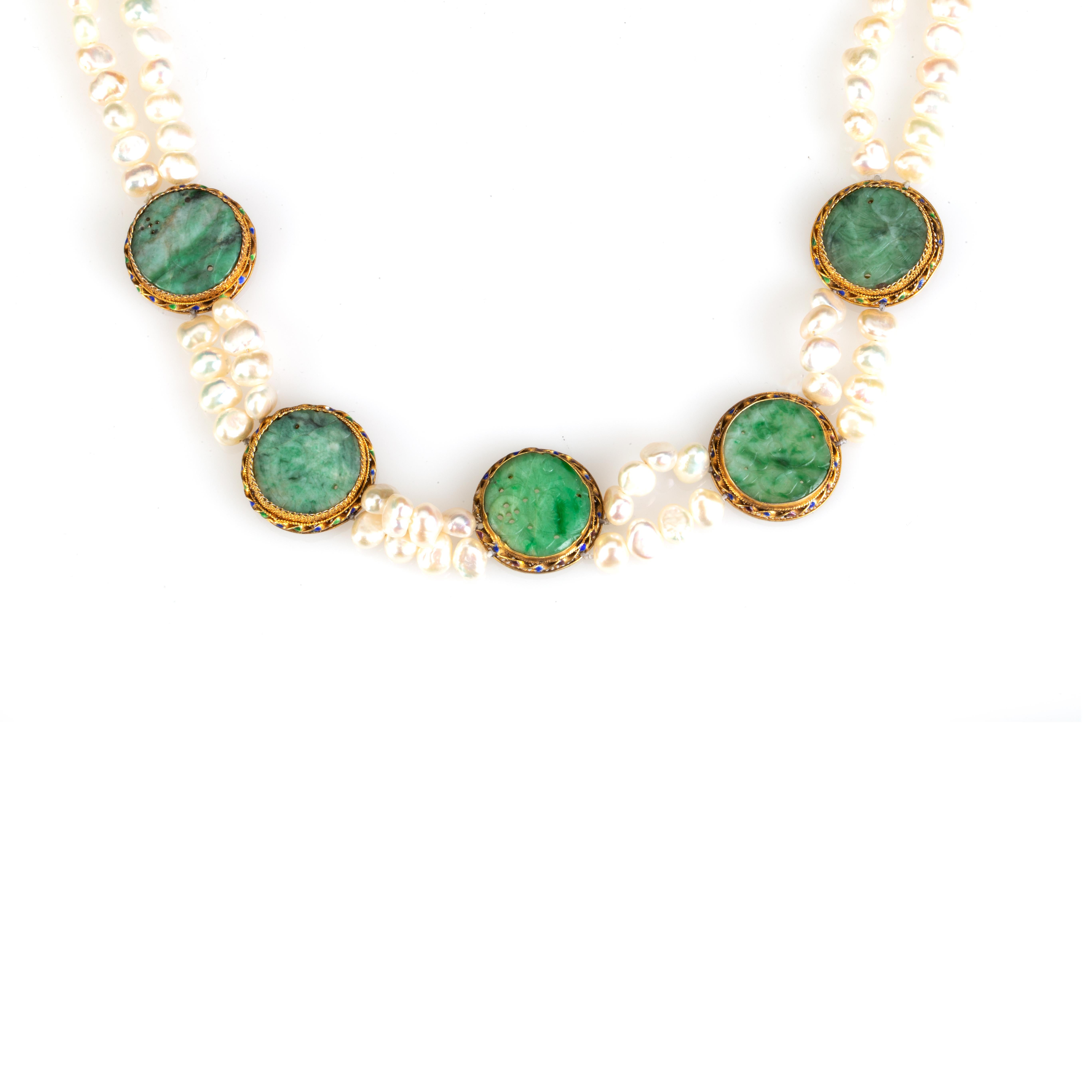 Artist Pearl and Jade Necklace