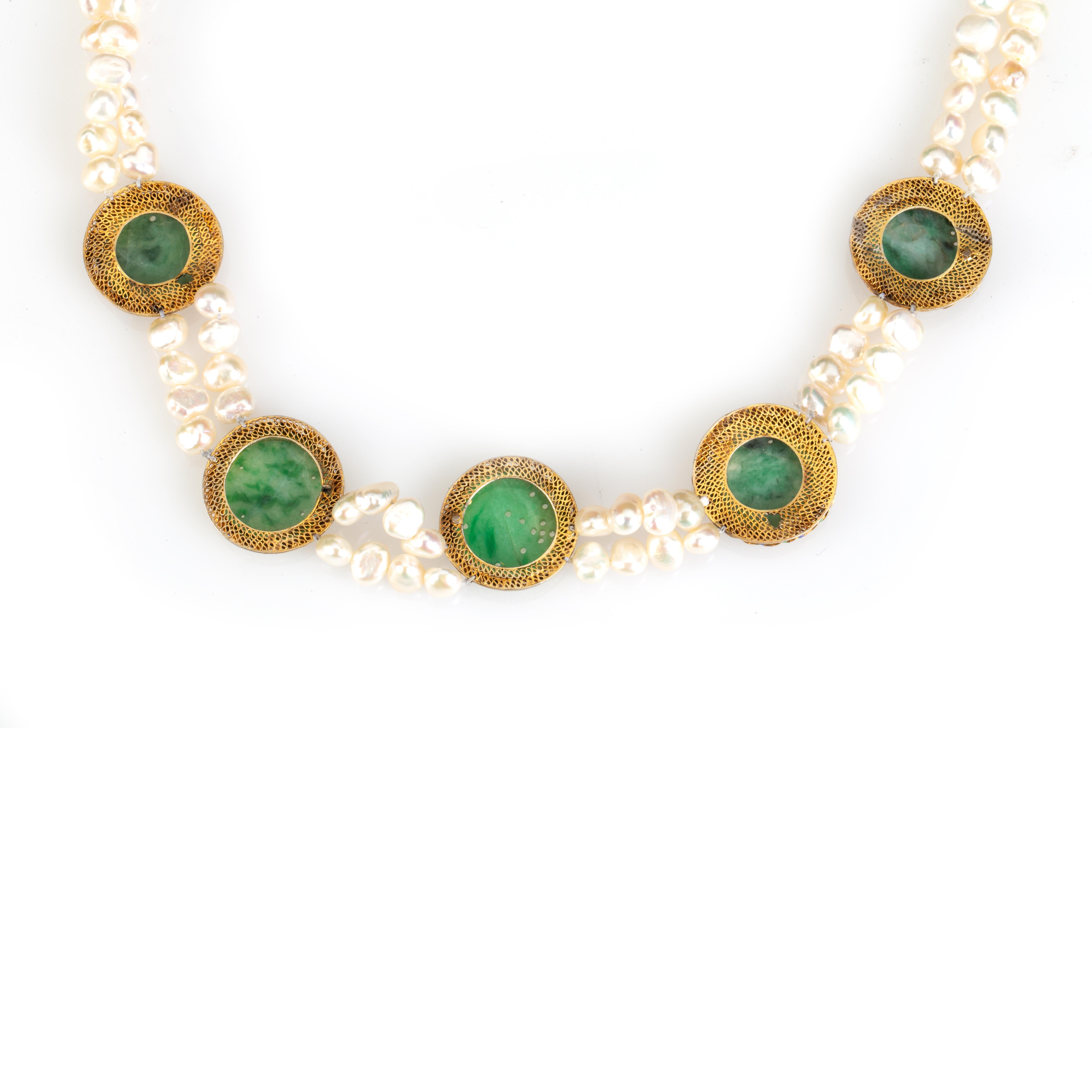 Pearl and Jade Necklace In New Condition In Milan, IT
