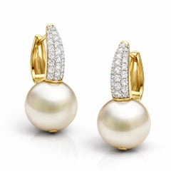 Pearl and Moissanite Drop Hoop Earrings silver, gold