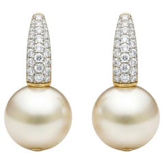 Pearl and Moissanite Drop Hoop Earrings silver, gold