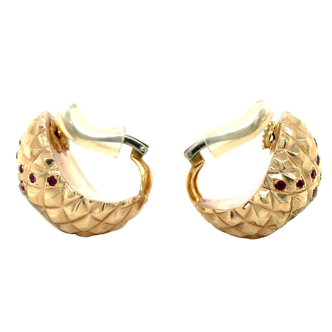 Perlen- und Multi-Gem-Ohrringe aus 18 Karat Gelbgold (Rundschliff) im Angebot