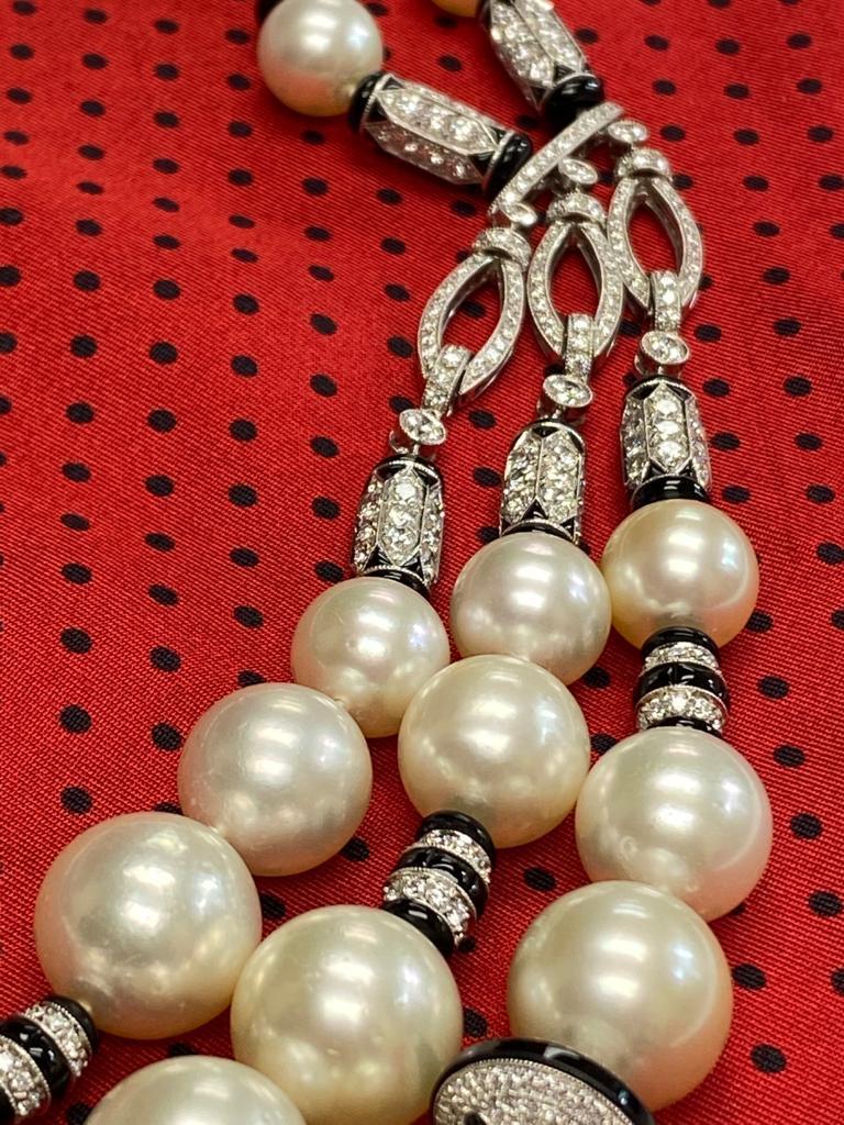 Contemporary Goshwara Pearl and Onyx Necklace For Sale