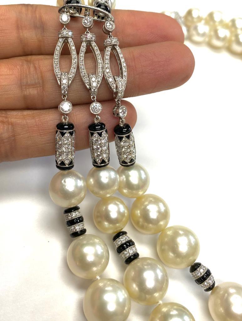 Women's Goshwara Pearl and Onyx Necklace For Sale