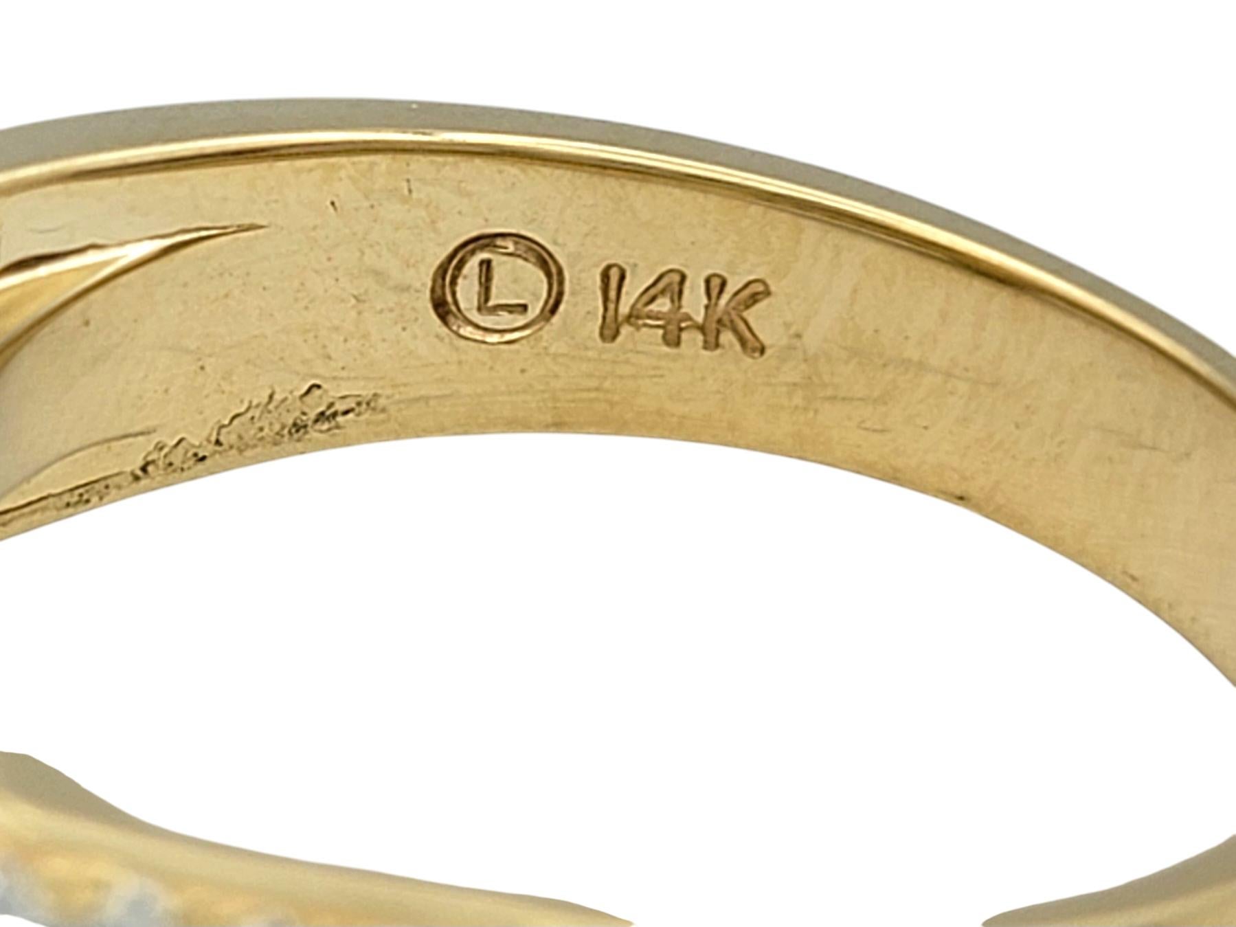 Women's Pearl and Pavé Diamond Split Shank Cocktail Ring in 14 Karat Yellow Gold For Sale