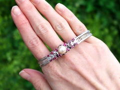 Pearl and Ruby White Gold Bracelet