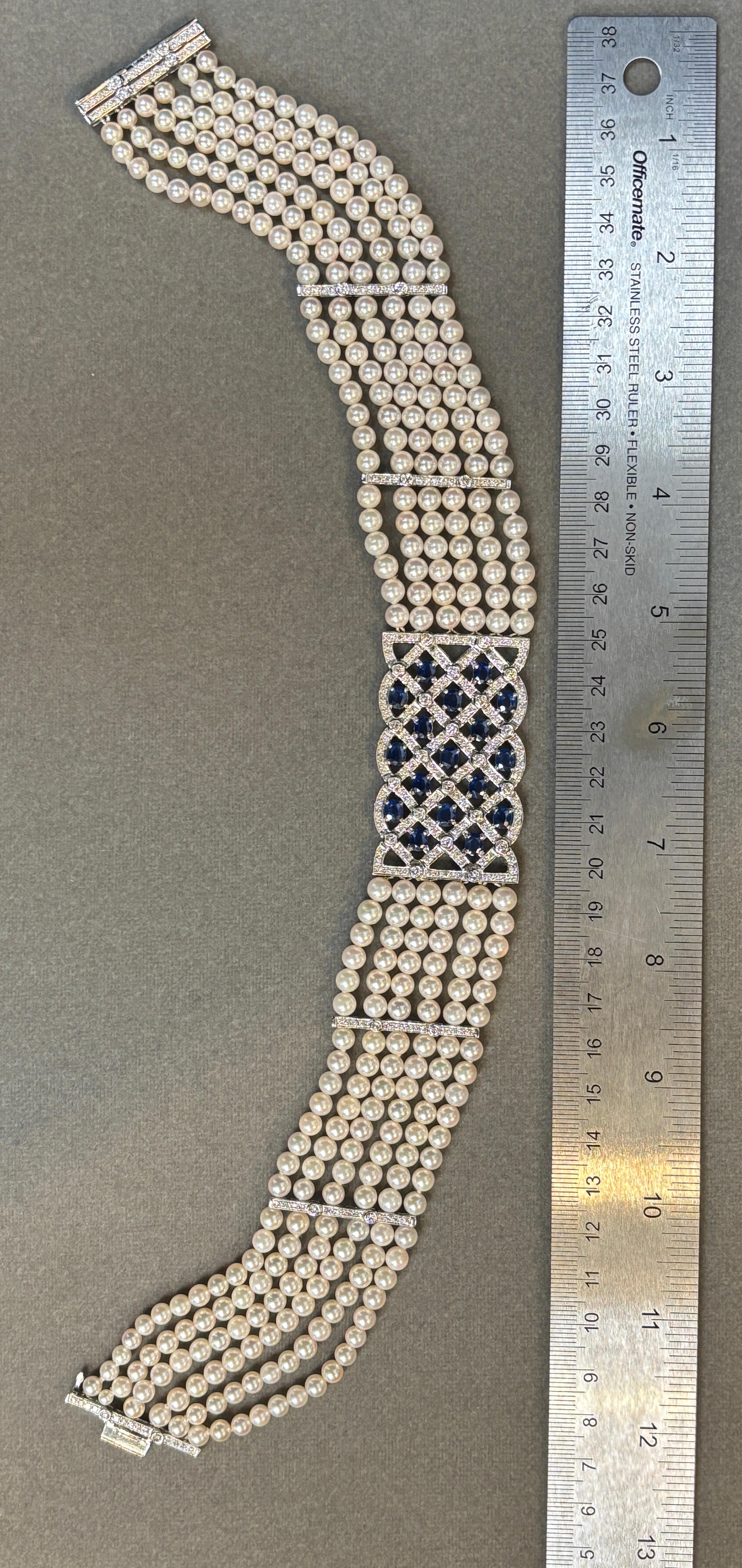 Pearl and Sapphire Choker Necklace In Excellent Condition For Sale In New York, NY