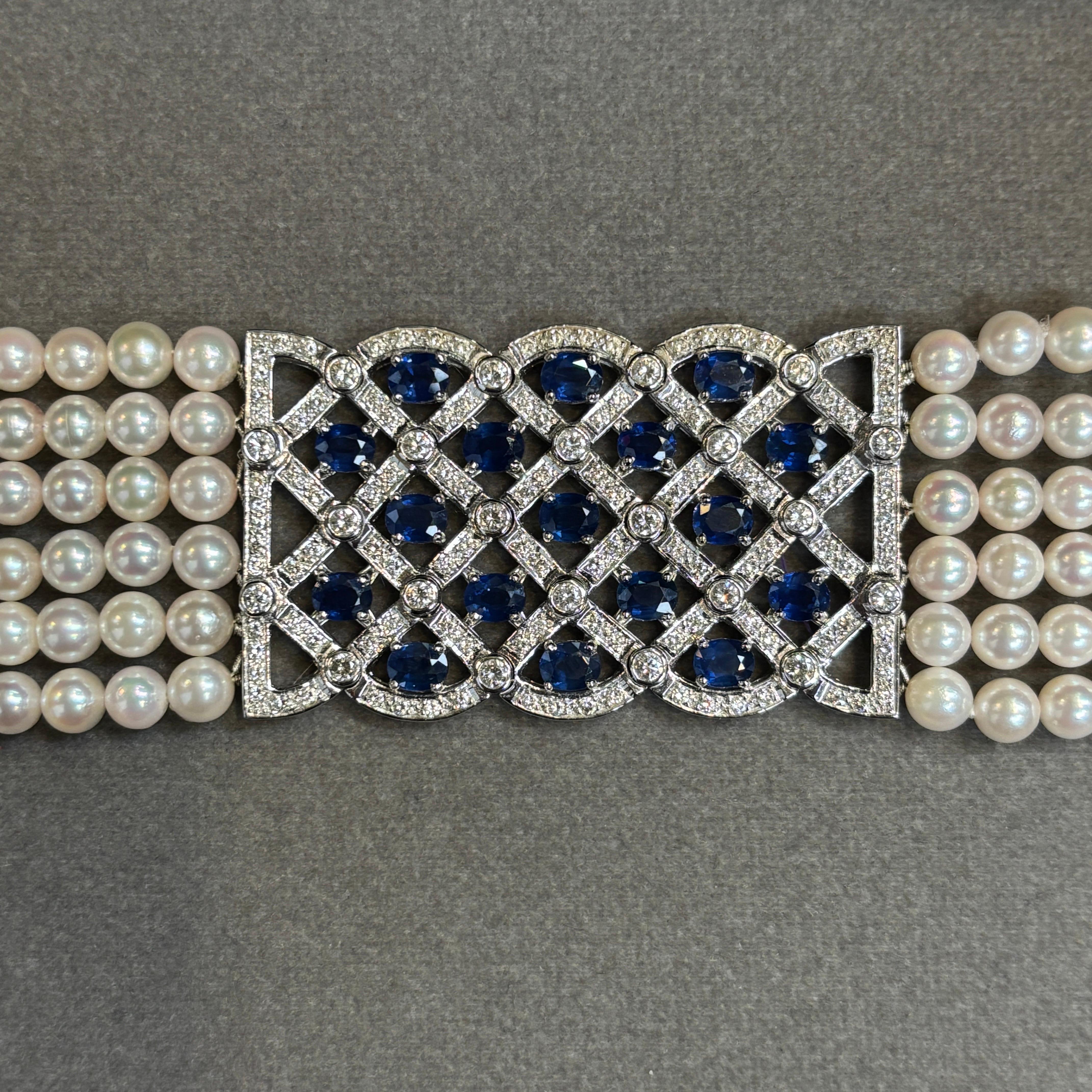 Pearl and Sapphire Choker Necklace For Sale 2