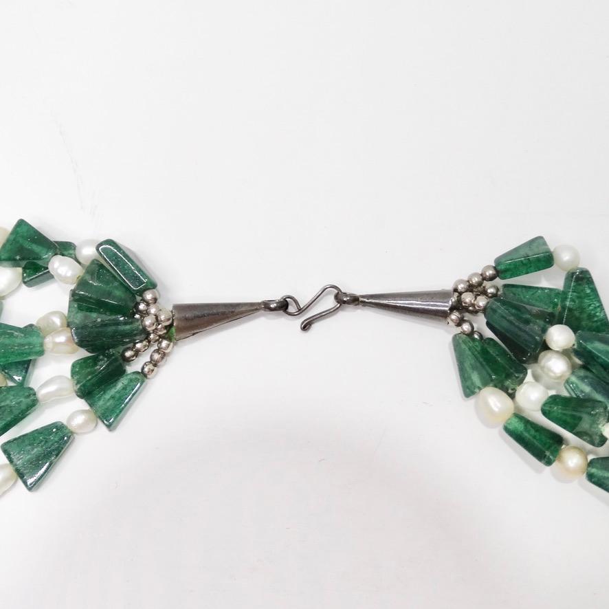 Mehrreihige Halskette mit Perlen und Halbedelsteinen im Angebot 2