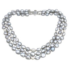 Collana a più fili di perle e argento sterling