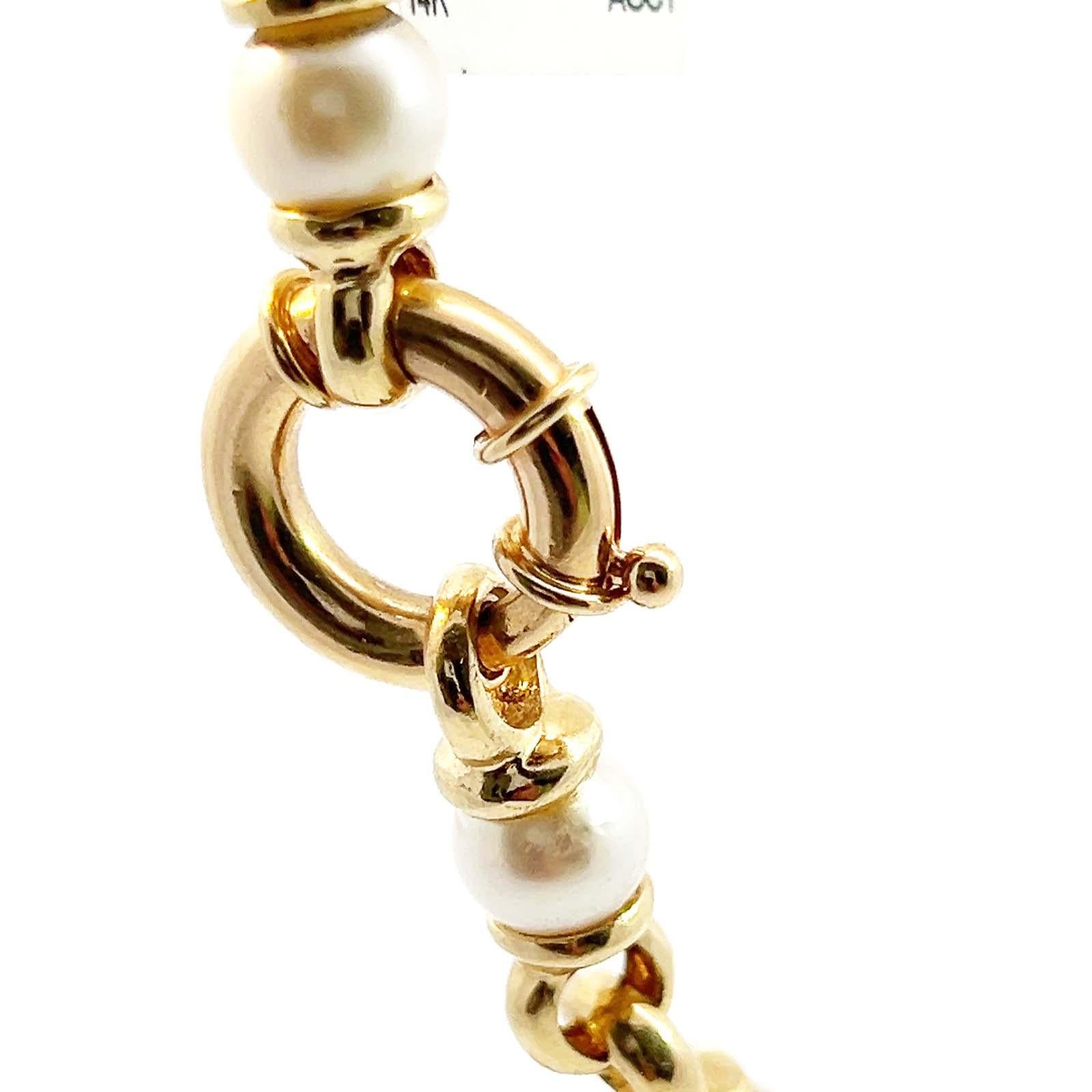 Pearl and Yellow Gold Link Necklace In Excellent Condition In Beverly Hills, CA