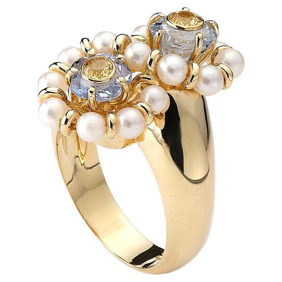 Perlen- und Gelbgold Ring