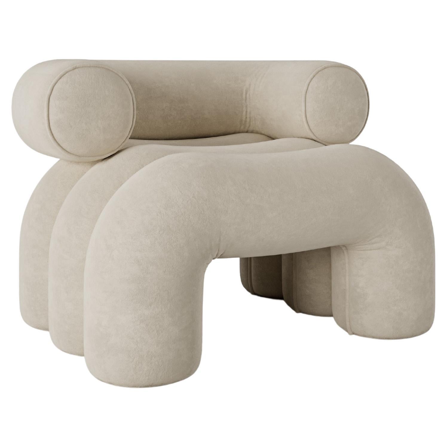 Pearl Aurora armchair by Nelson Araujo.
Dimensions: W 81 x D 69 x H 57 cm.
Materials: Wood, bouclé and foam.
Also available: Misty Beige, Champagne and Pink textile.

Nelson de Araújo, graduated in Product Design. He discovered his passion for