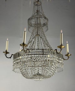 Pearl bag chandelier, six lights, circa 1800