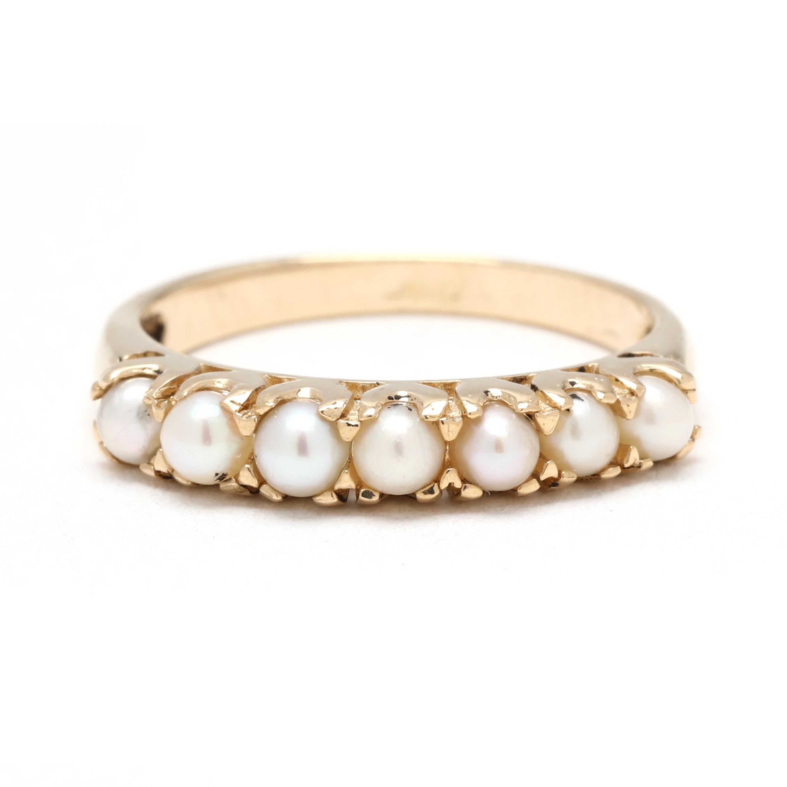 Bague à perles, or jaune 14k, taille 6.5