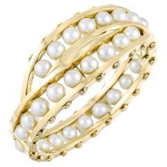 Pearl Bangle Bracelet in Yellow Gold