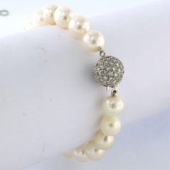 Bracciale con perline di perla e fermagli in oro 14k con diamanti a taglio brillante fino a 1,25 ct