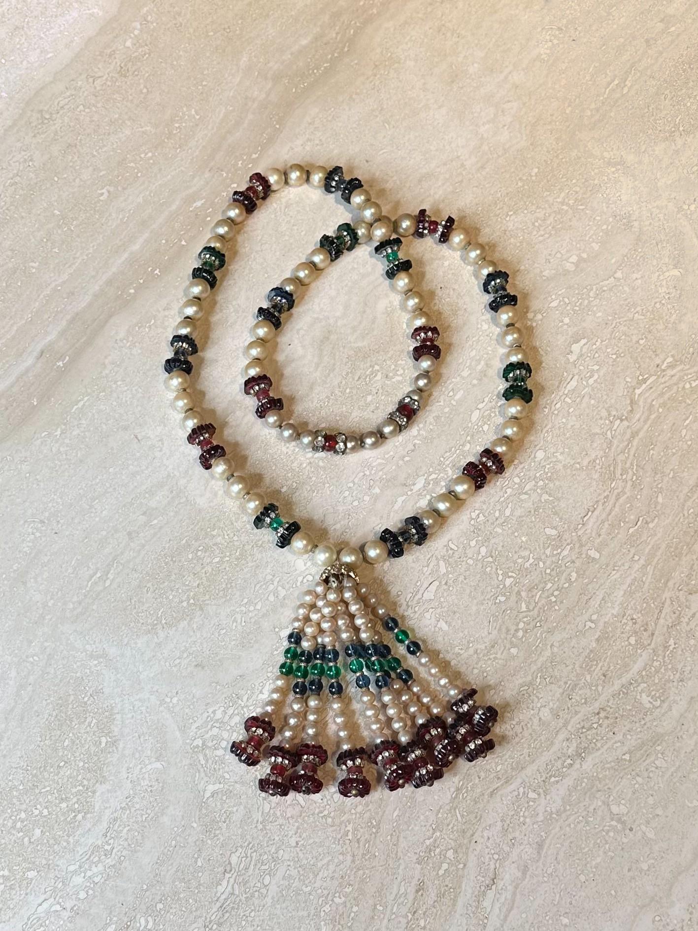 Collana con perle sintetiche e perline d'epoca In condizioni buone in vendita a Lake Worth Beach, FL