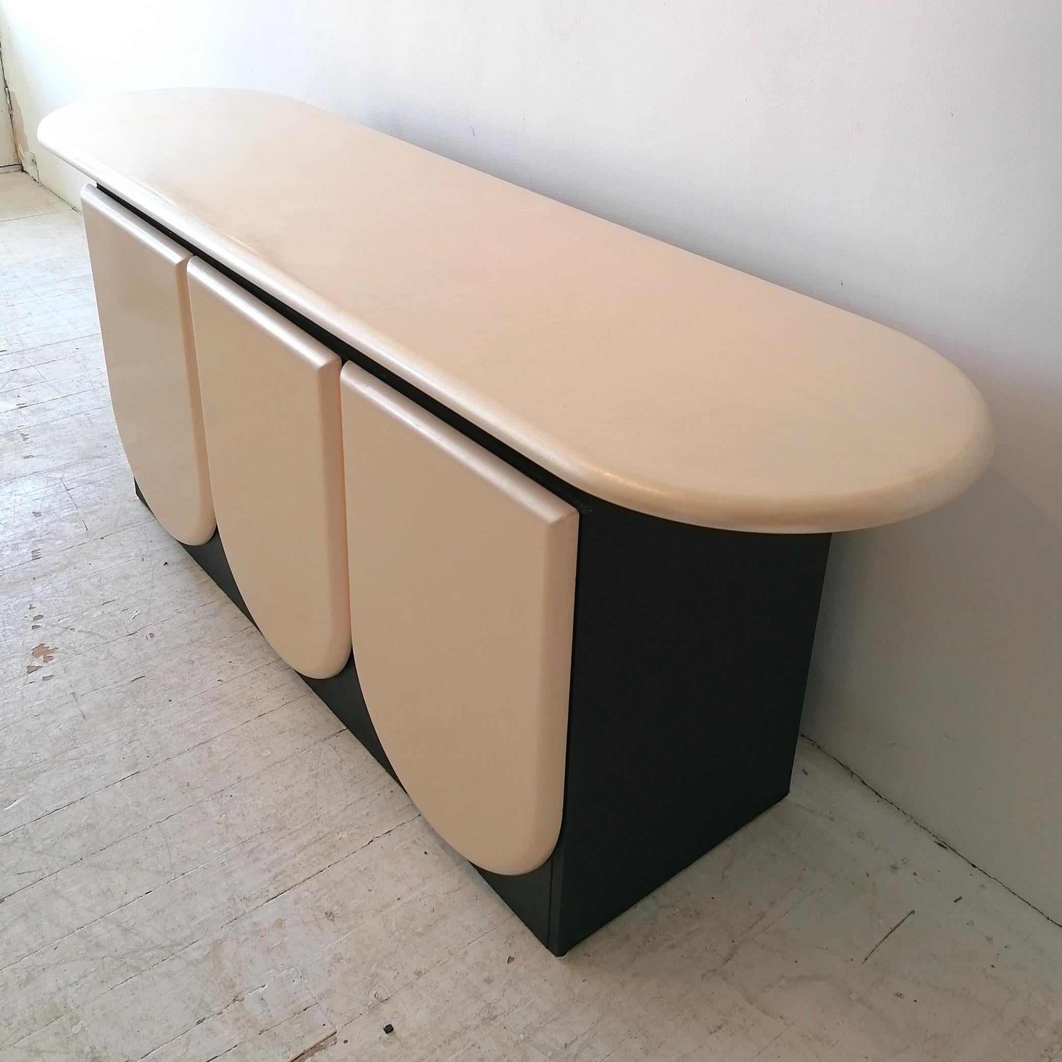 Pearl & Black Sideboard With Petal Shaped Doors, By Rougier, Canada 1980s In Good Condition In Hastings, GB