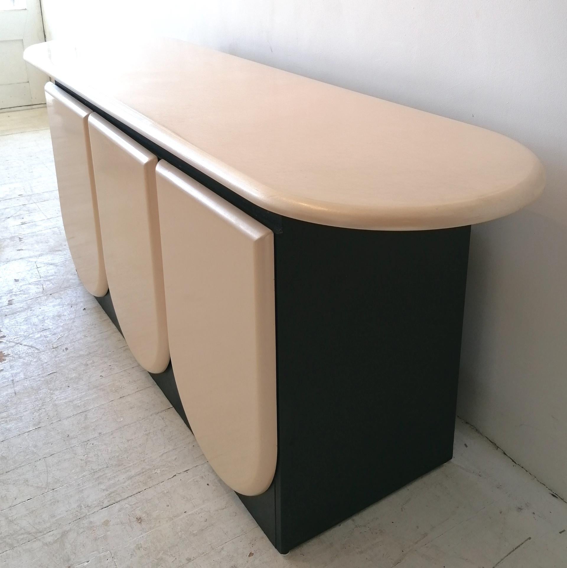 Other Pearl & Black Sideboard With Petal Shaped Doors, By Rougier, Canada 1980s
