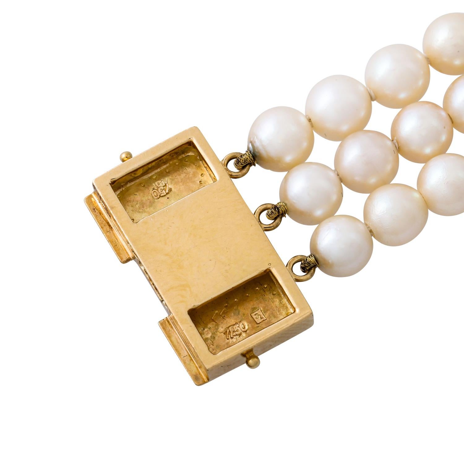 Pearl Bracelet 3 Rows In Good Condition For Sale In Stuttgart, BW