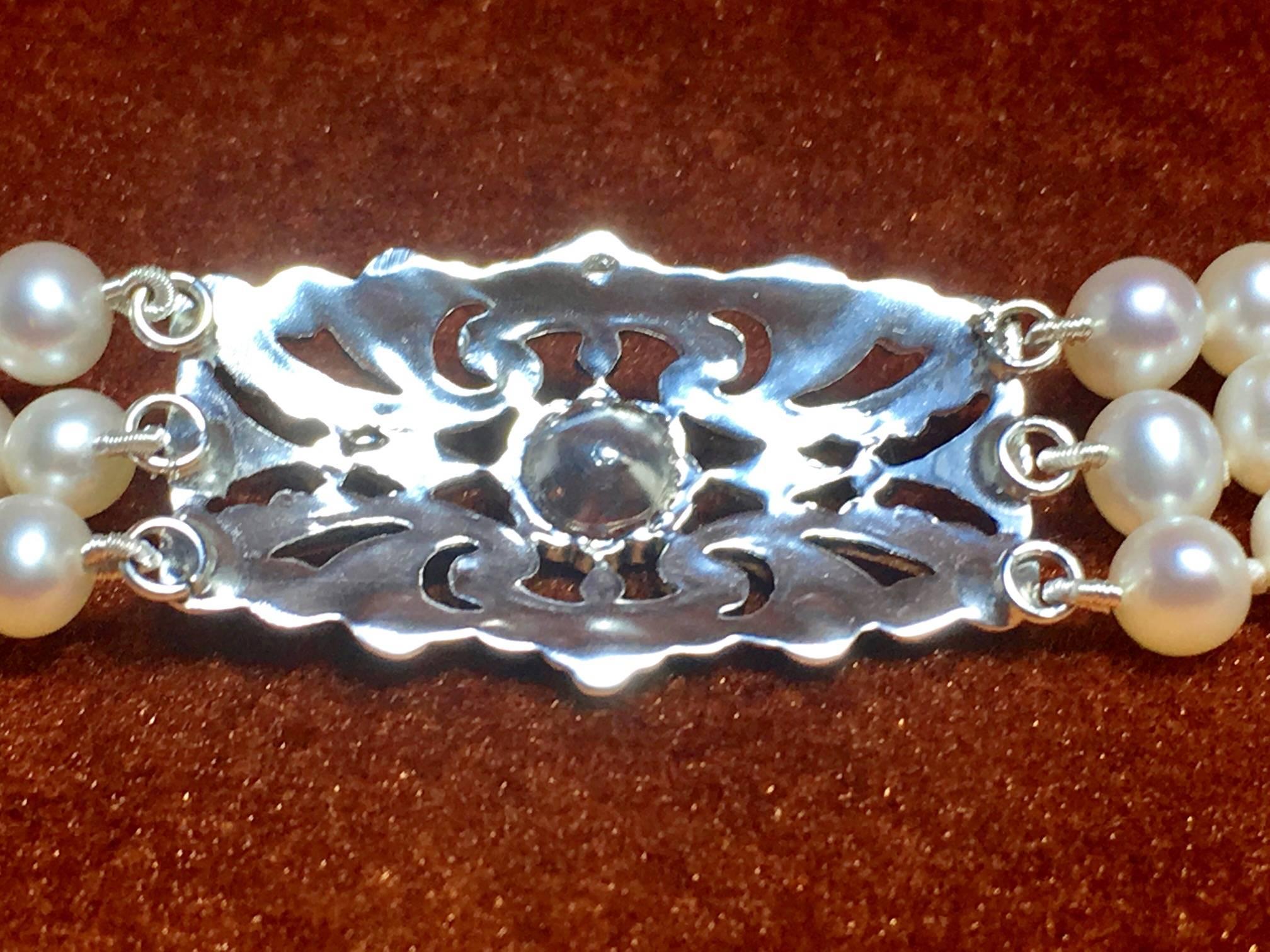 Art Deco Pearl Bracelet Antique Silver Ornament 4