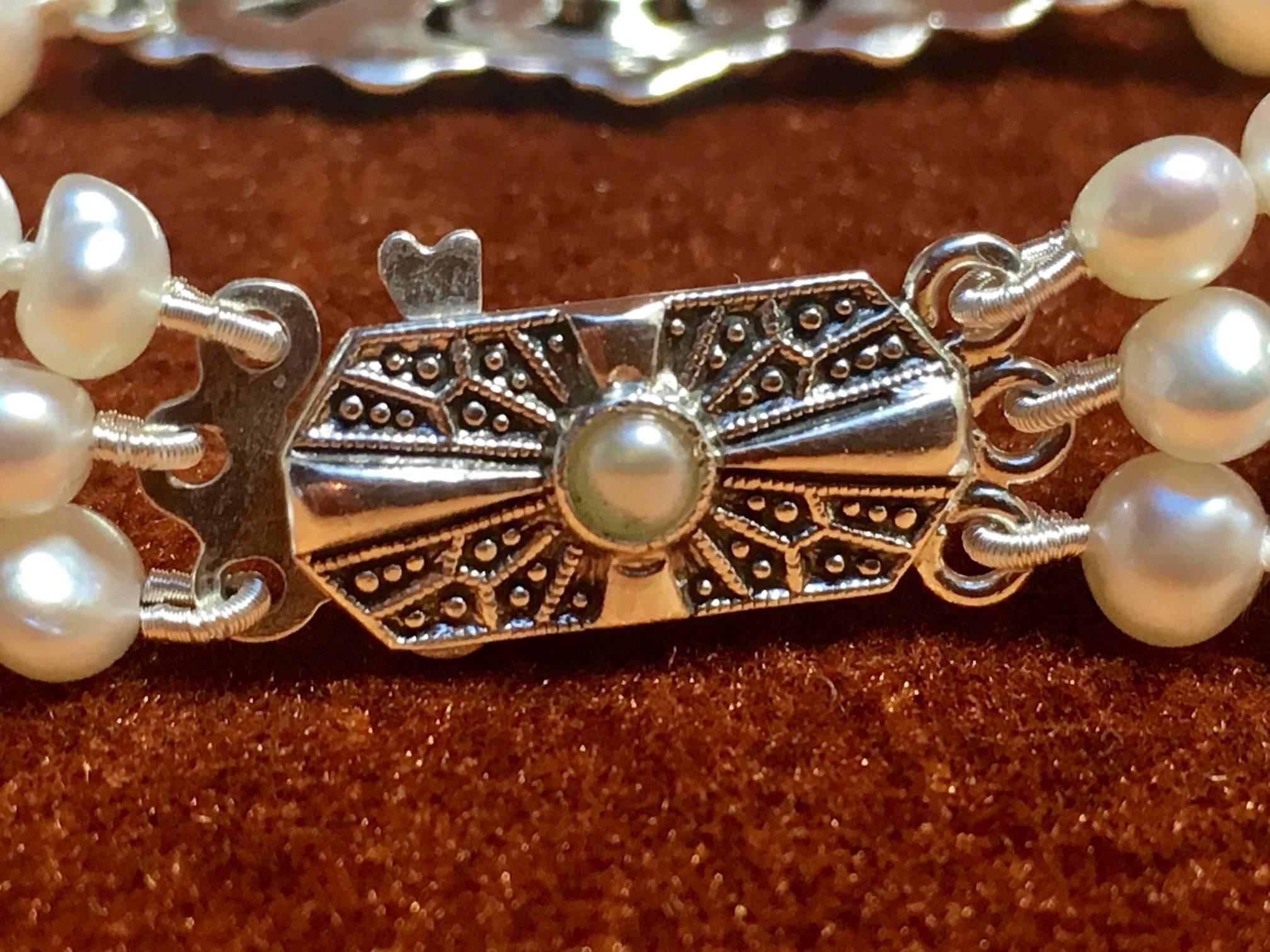 Art Deco Pearl Bracelet Antique Silver Ornament 5