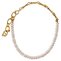 Mini Pearl & Dog Bone Chain Bracelet -by Bombyx House