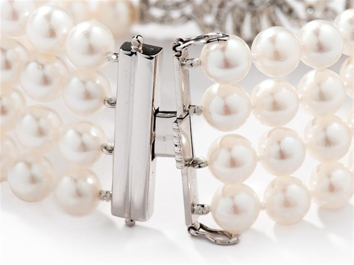 Pearl Bracelet with Diamonds, 18 Carat White Gold 1