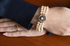 Pearl Bracelet with Gold Clasp and Sapphires