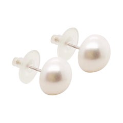 Perlen-Ohrstecker aus Sterlingsilber mit Knopfleiste