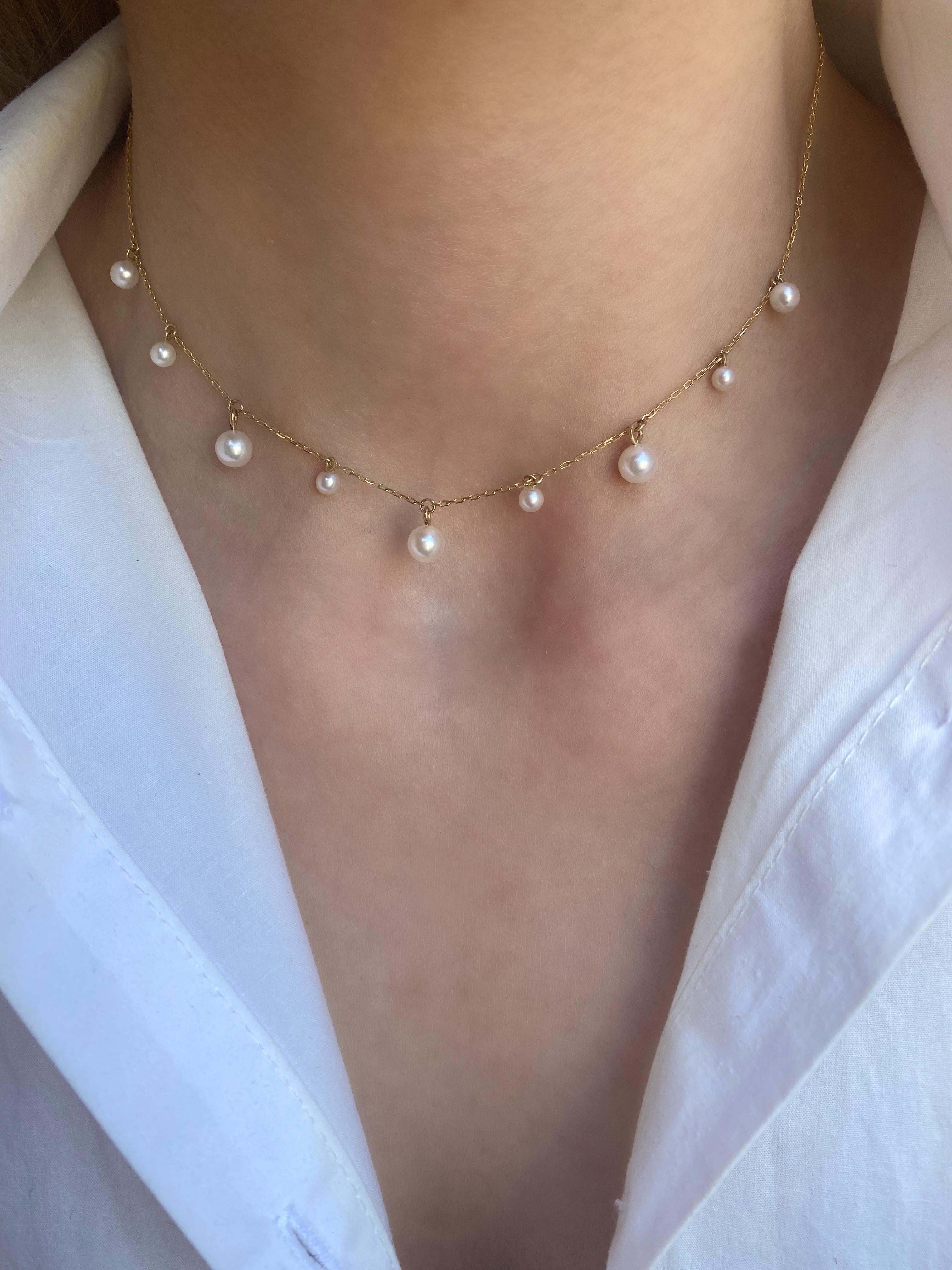 Contemporary Pearl Chain Choker Necklace For Sale