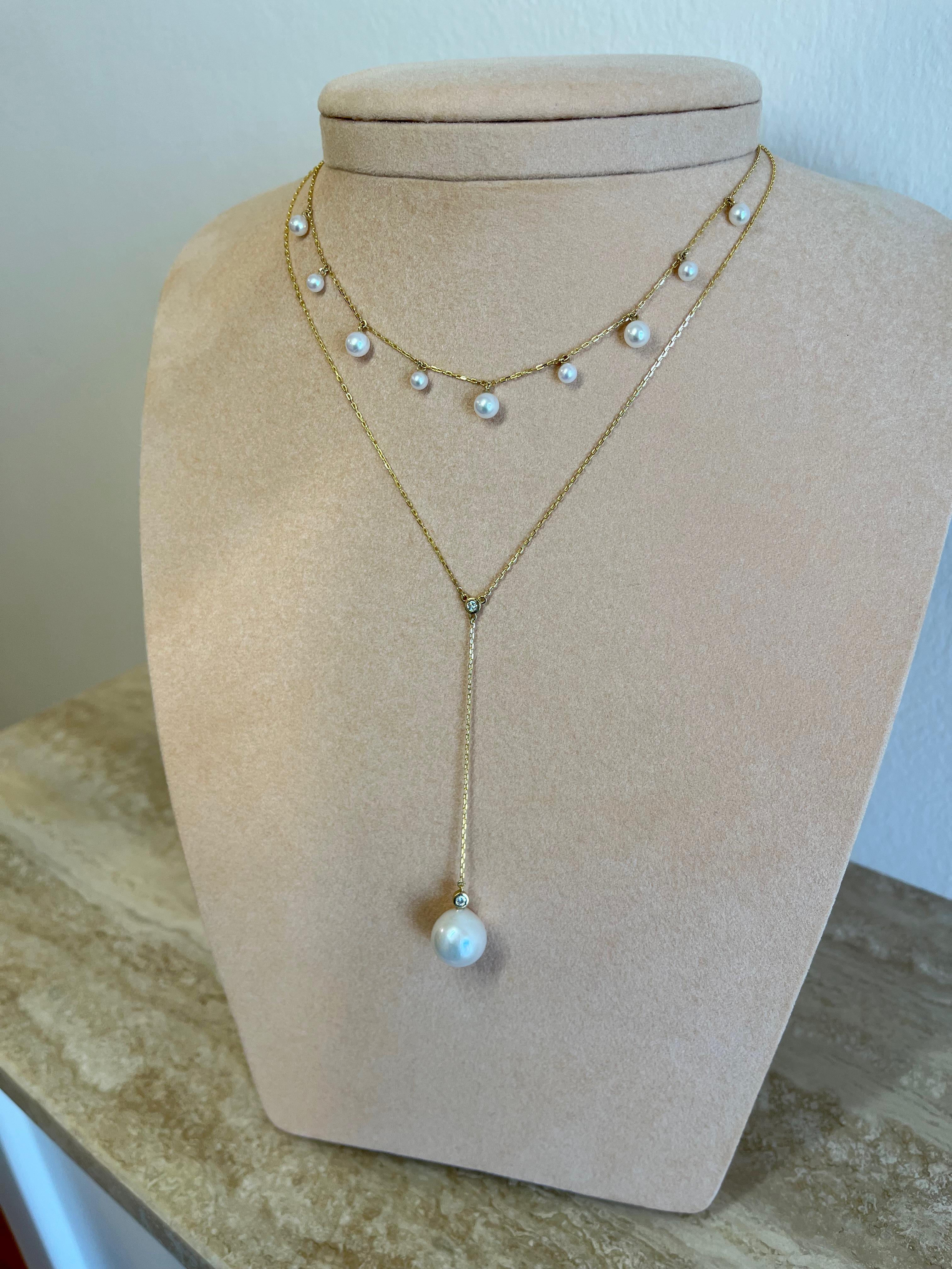 Women's or Men's Pearl Chain Choker Necklace For Sale