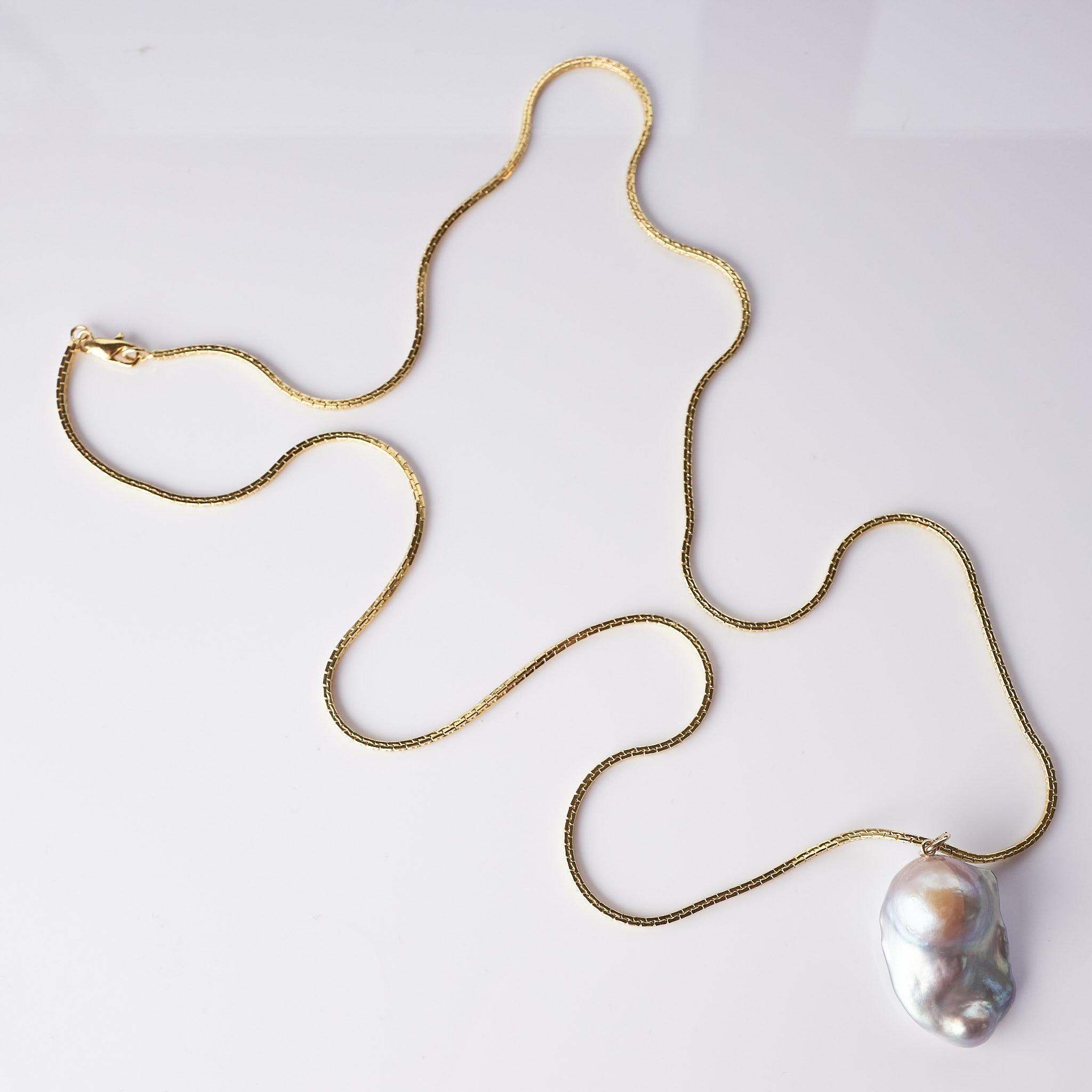 Uncut Pearl Chain Necklace Drop Pendant J Dauphin For Sale