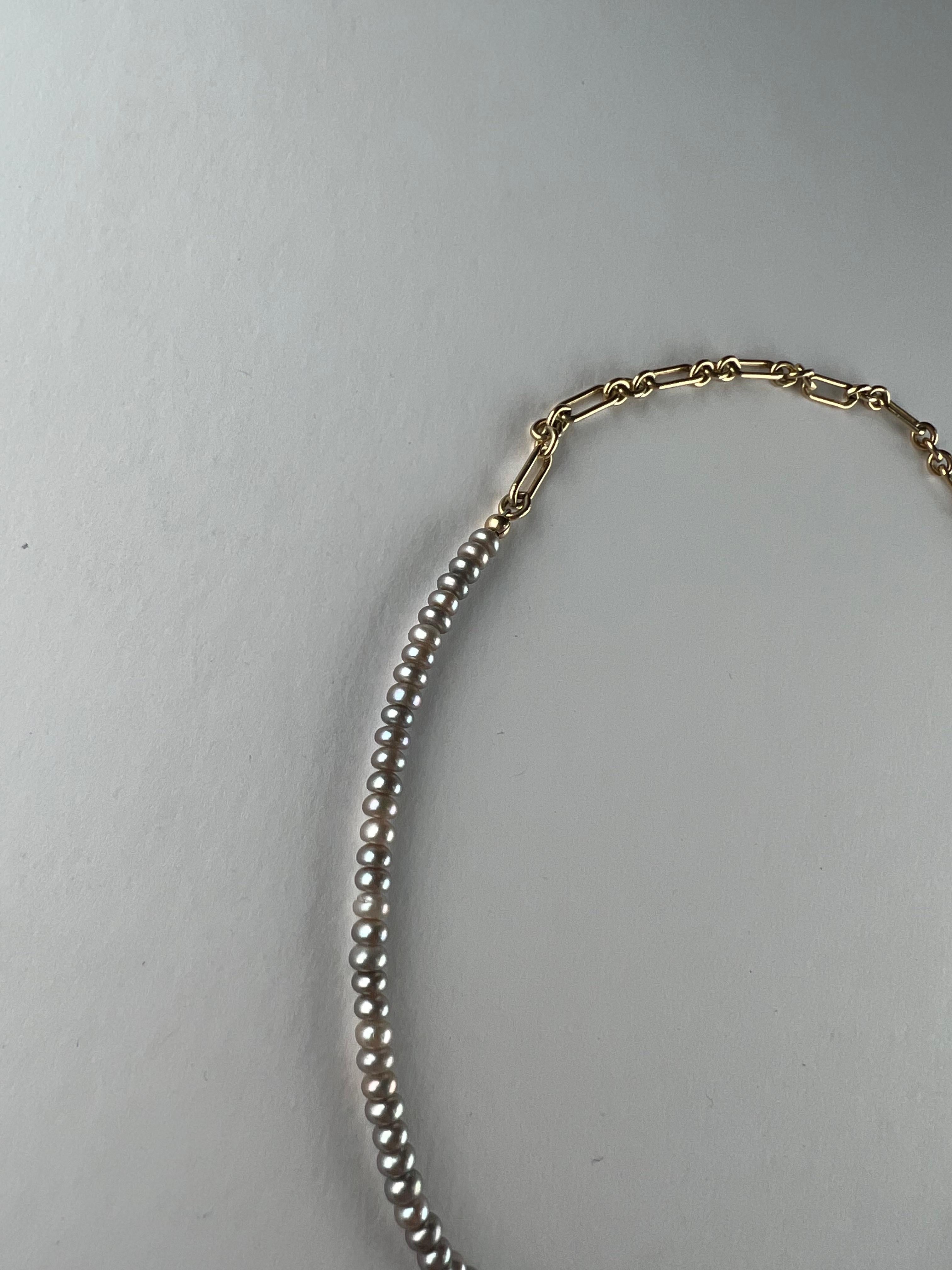 Collana con catena di perle e perline turchesi Choker in vendita 4