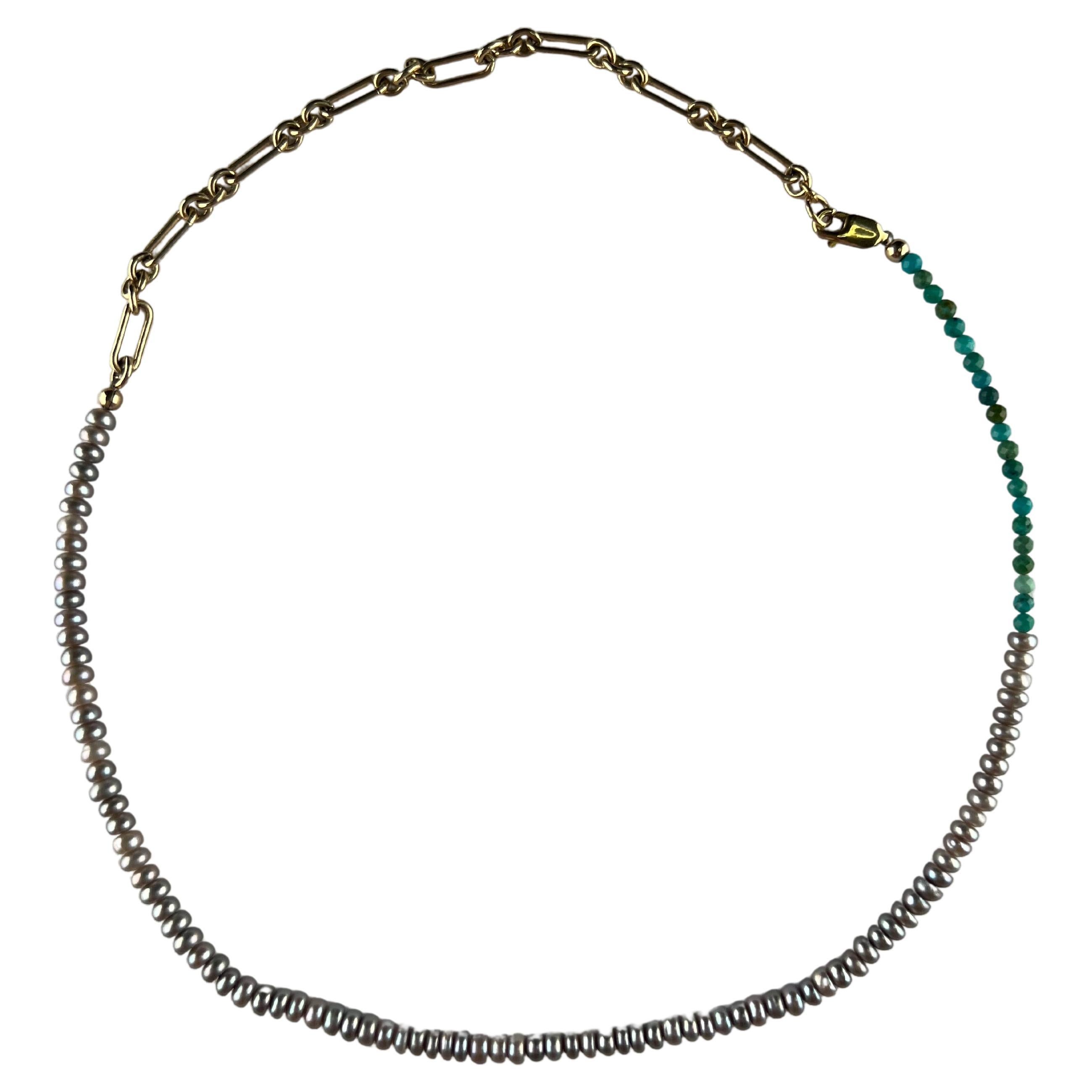 Collana con catena di perle e perline turchesi Choker In condizioni Nuovo in vendita a Los Angeles, CA