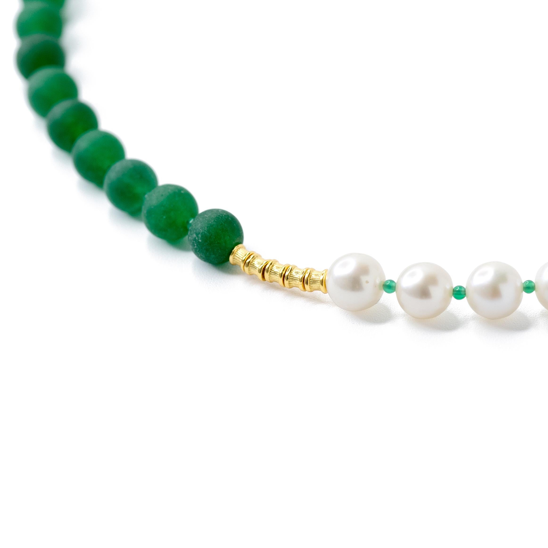Artisan Pearl Chalcedony Gold Necklace - The Le Reve II Necklace by Bombyx House For Sale