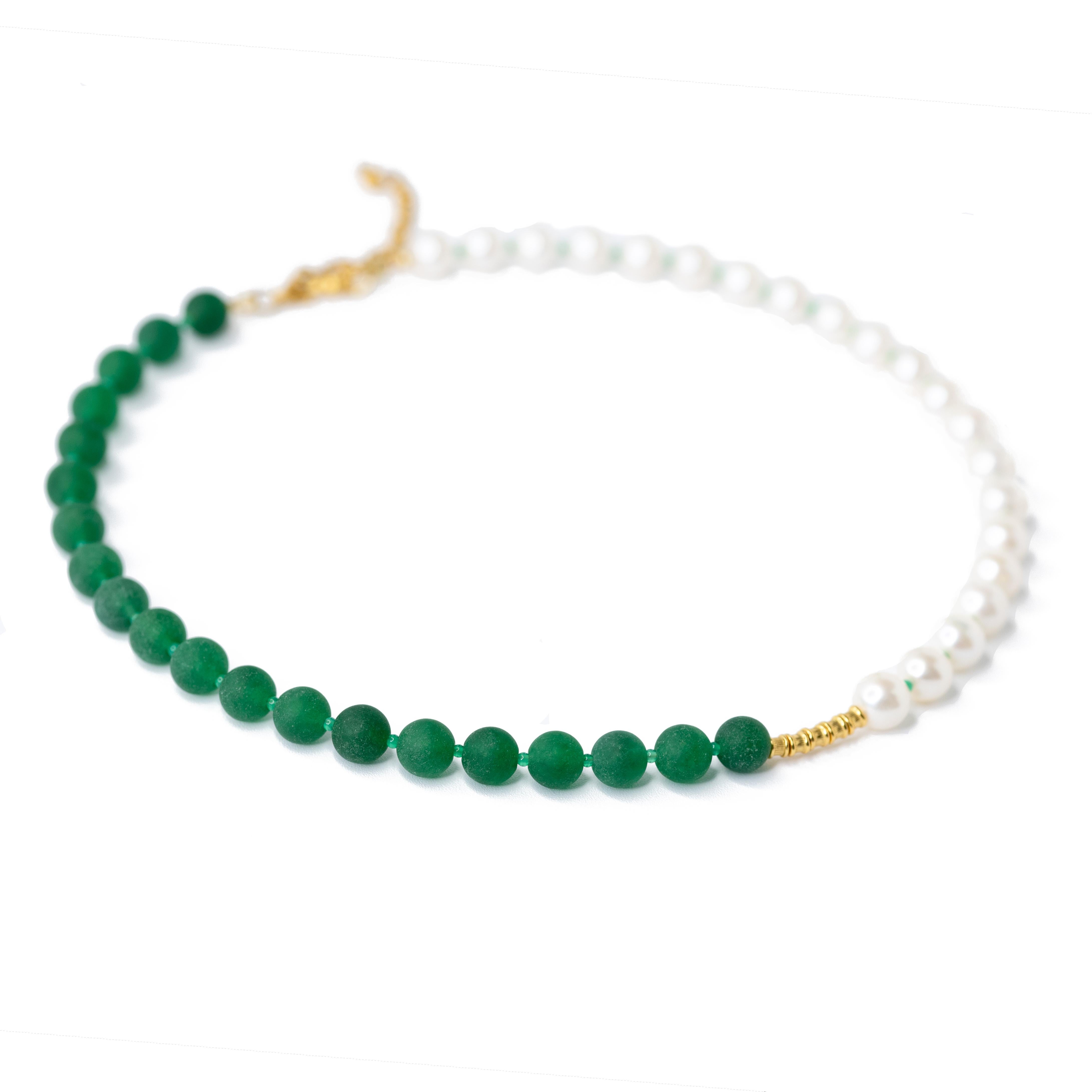 Halskette aus Chalcedon und Gold mit Perlen und Chalcedon - The Reve II Halskette von Bombyx House Damen im Angebot