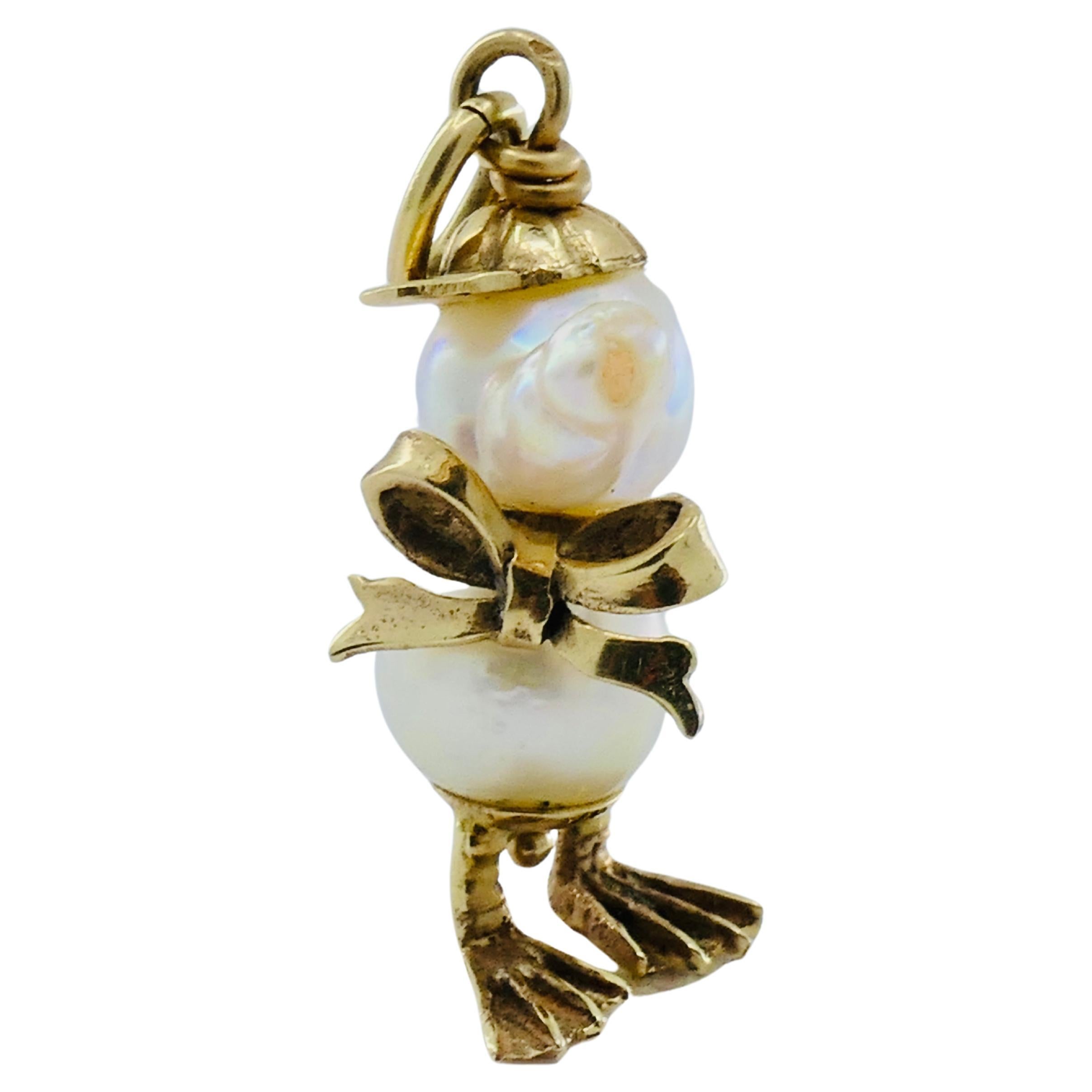 Femenino o masculino Amuleto Perla Vintage Oro 10k Patito en venta