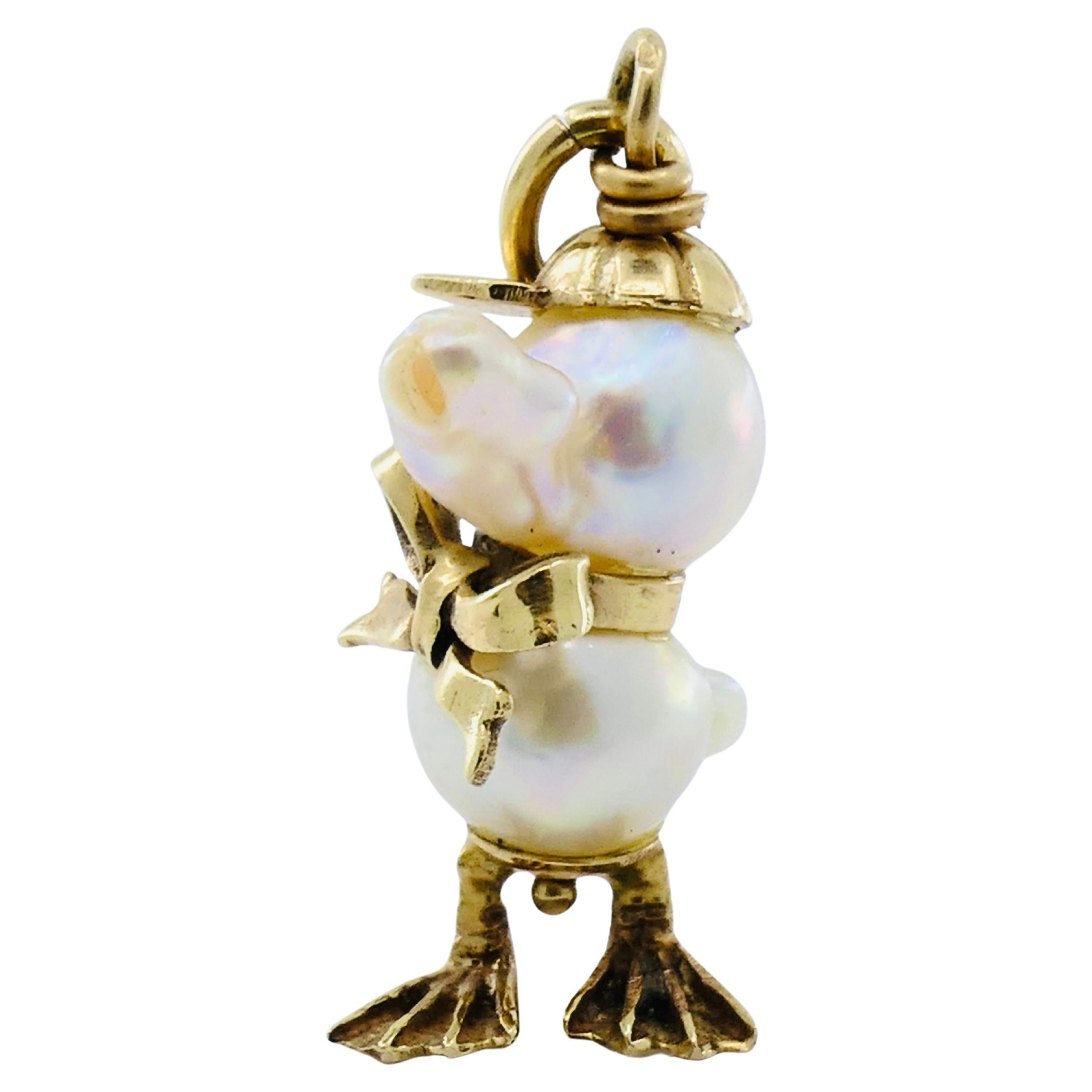Amuleto Perla Vintage Oro 10k Patito en venta 1