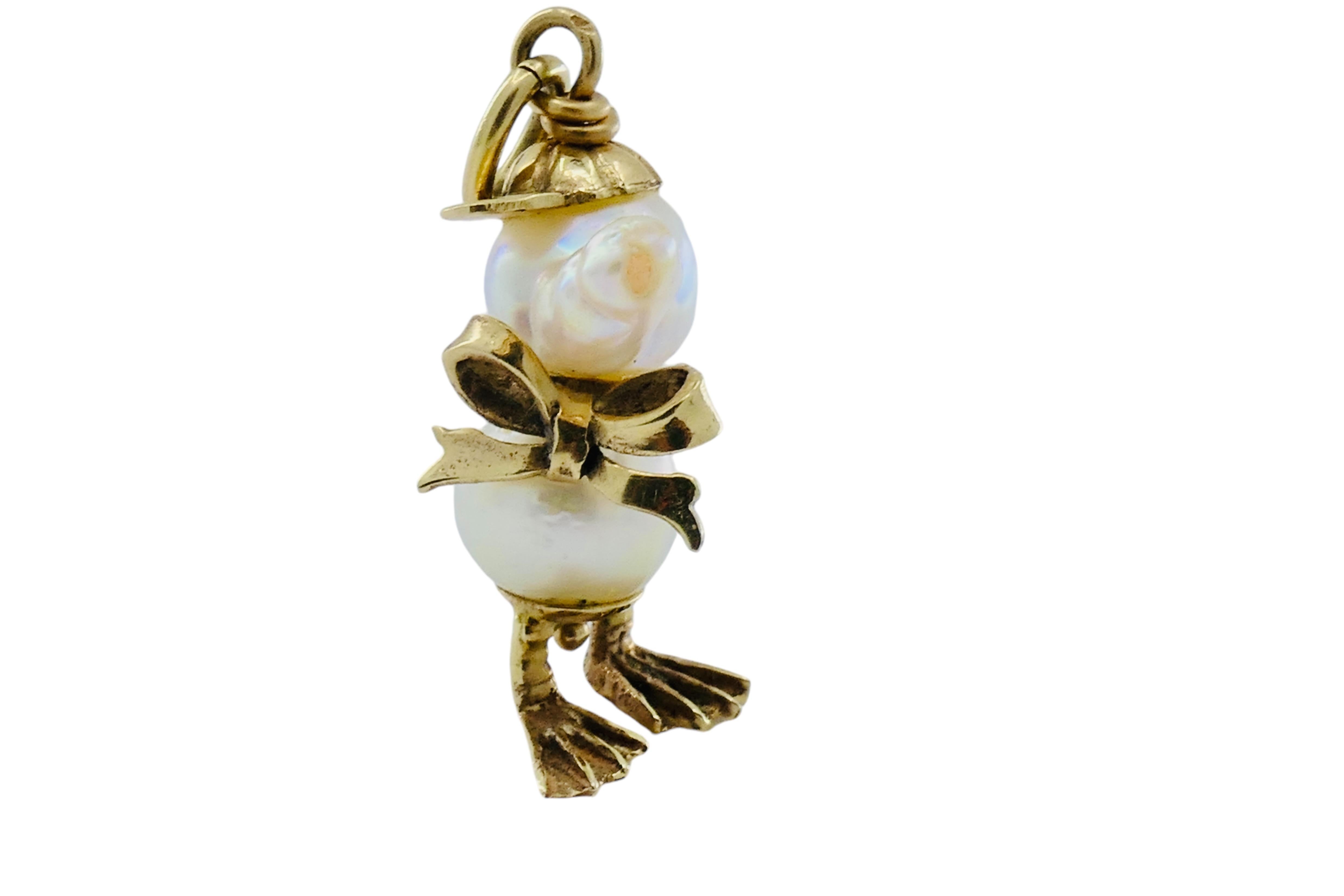 Amuleto Perla Vintage Oro 10k Patito en venta 4