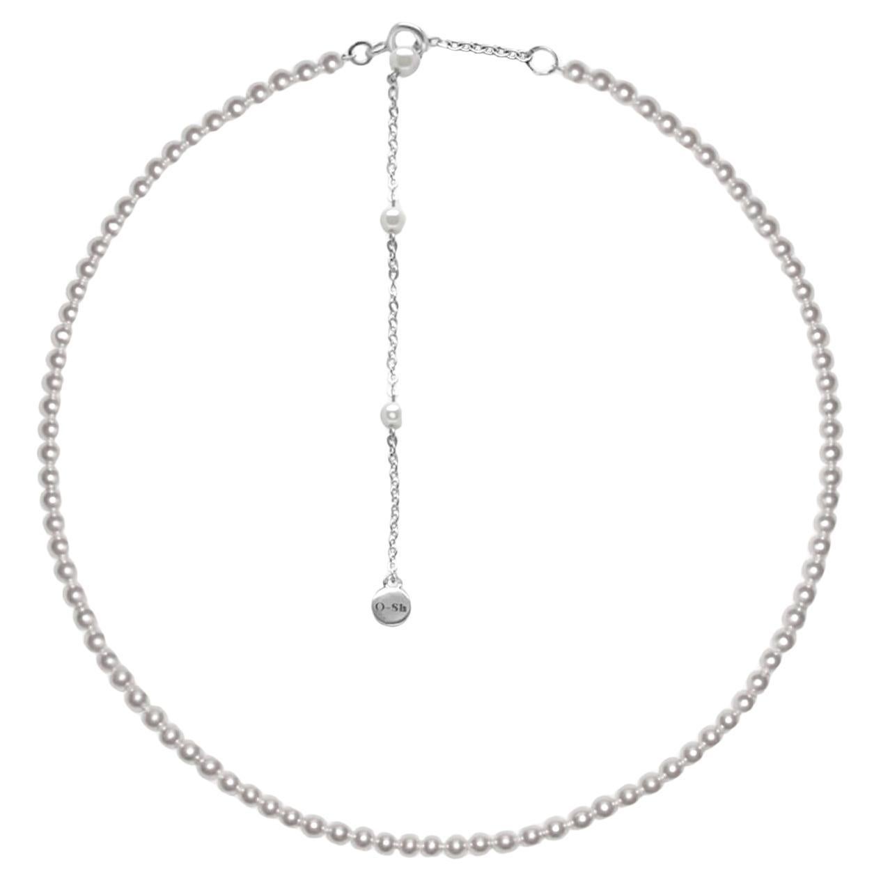 Gargantilla de perlas de plata de ley 925 y perlas de agua dulce de O Sh