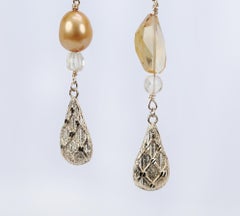 Pearl, Citrine, and Gold Earrings