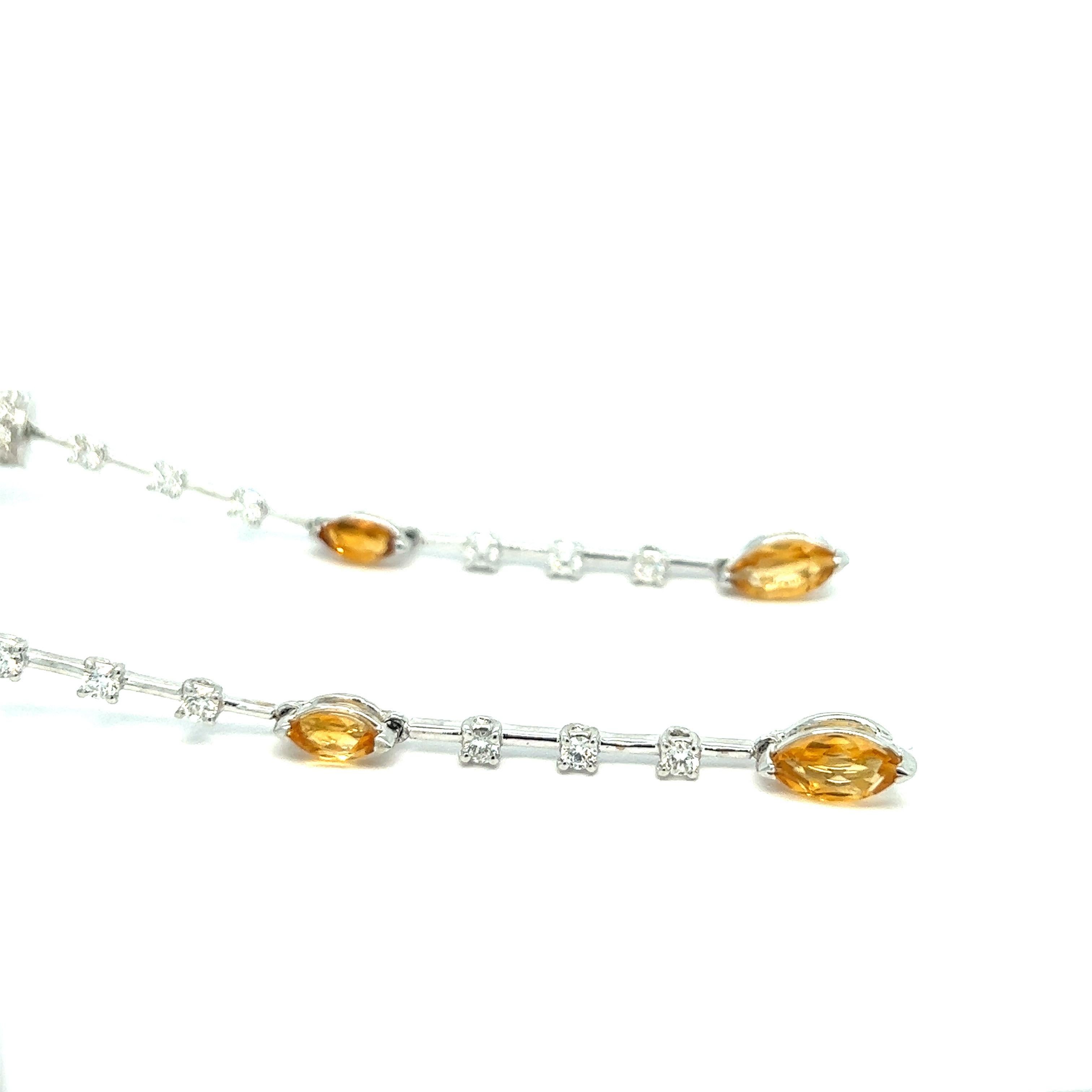 Pearl Citrine Diamond Drop Earrings  In Excellent Condition For Sale In New York, NY