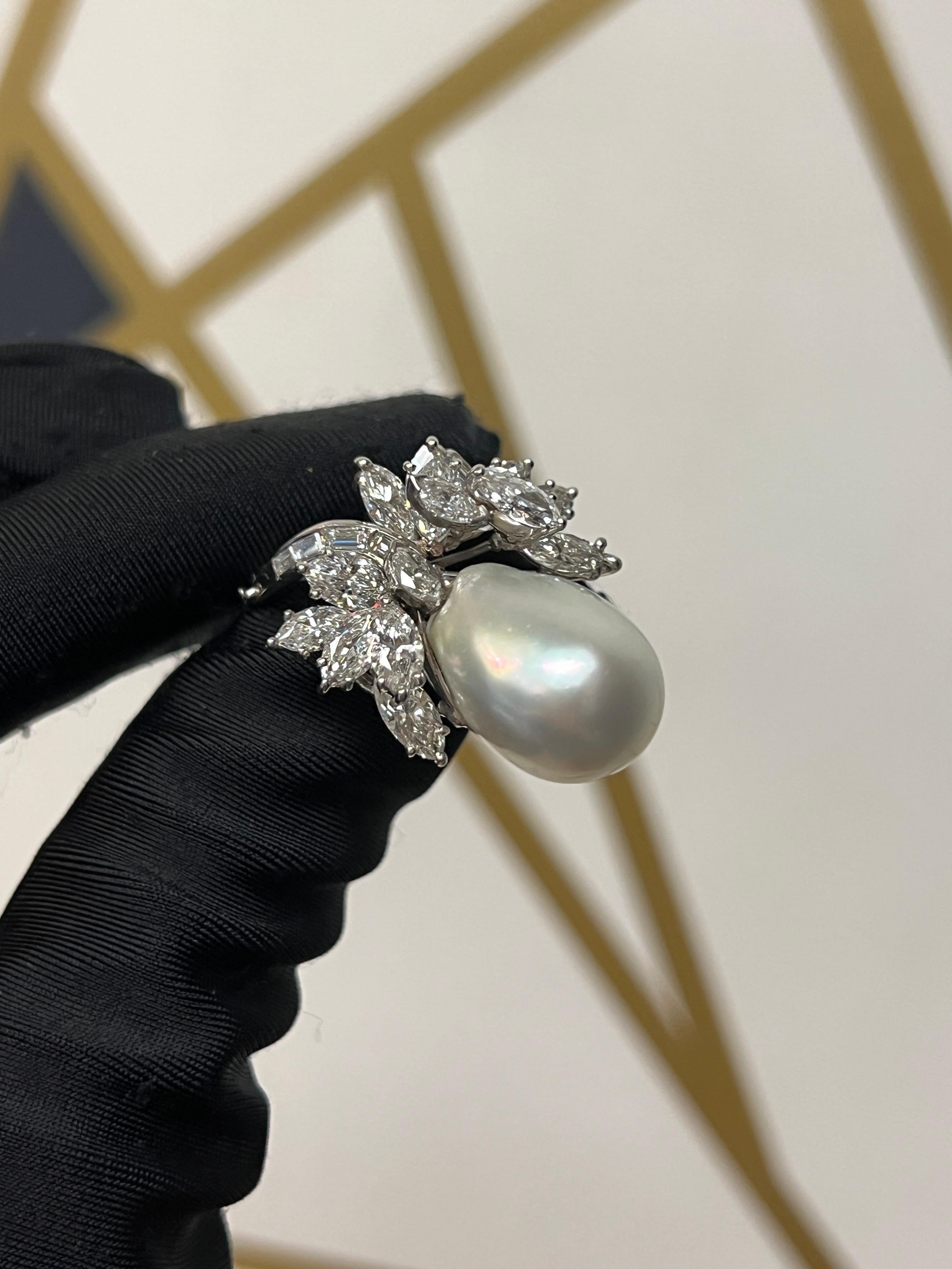 Mixed Cut Pearl Cocktail Ring For Sale