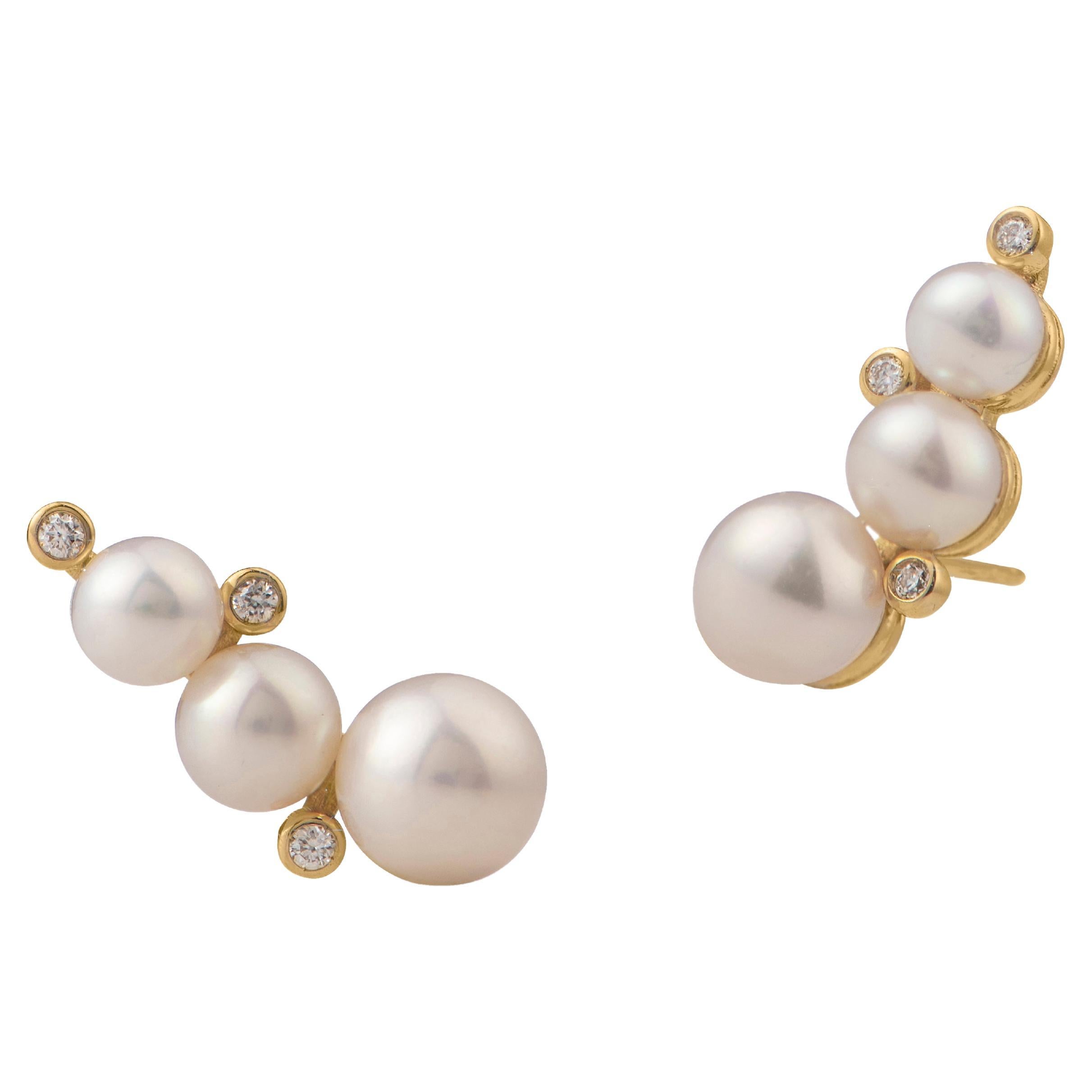 Pearl Crawlers with diamonds, by Michelle Massoura For Sale