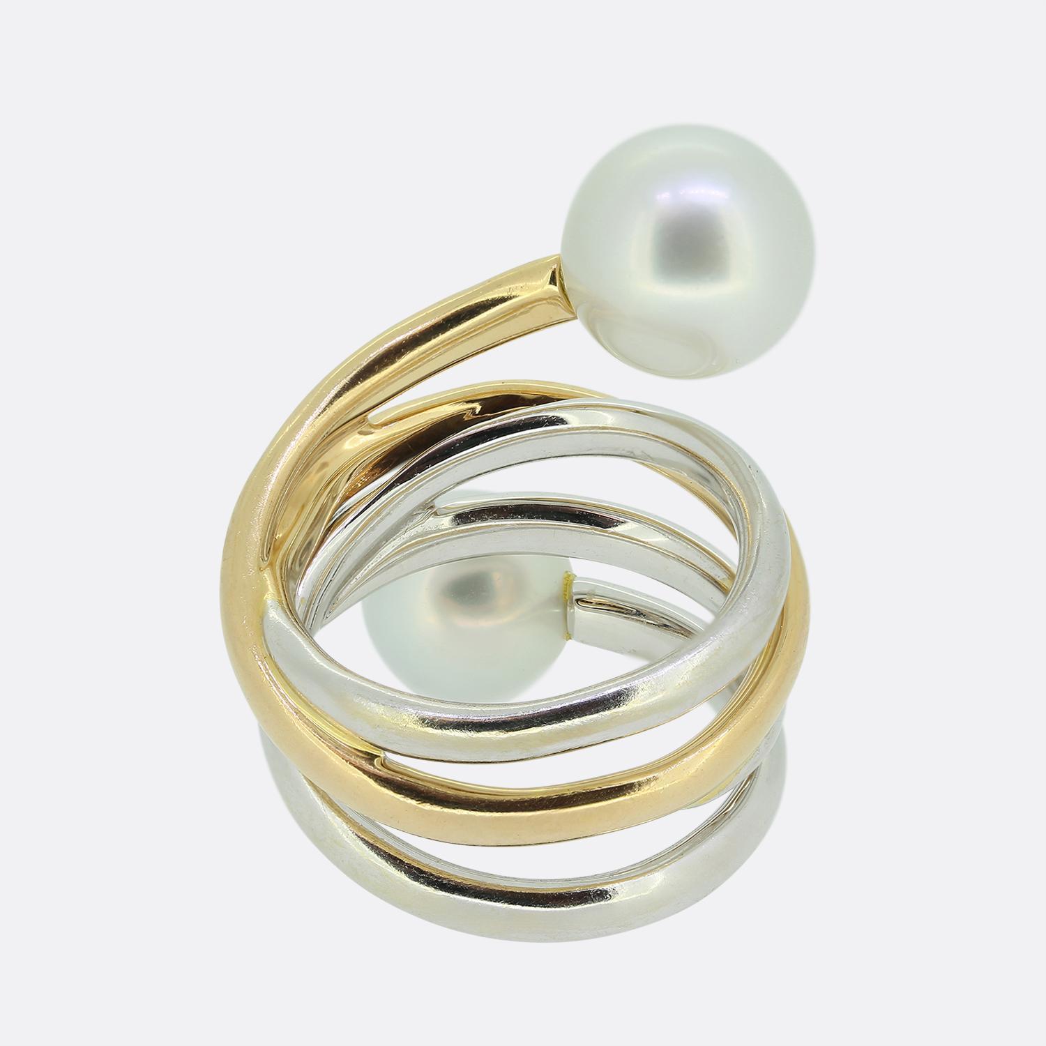 Perle Crossover zweifarbiger Ring im Zustand „Gut“ im Angebot in London, GB