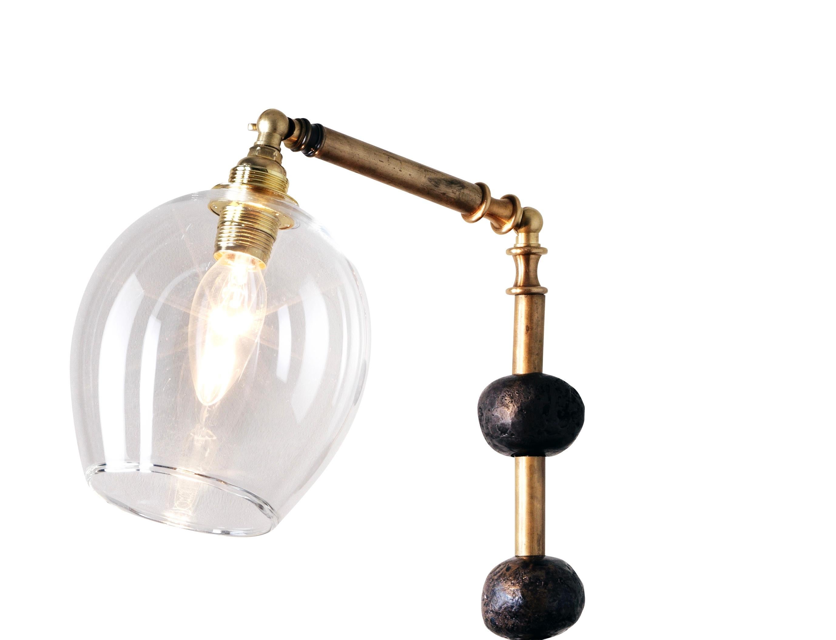 English 'Pearl' Desk Lamp, European, Brass, Slate, Bronze, Resin, Glass by Margit Wittig