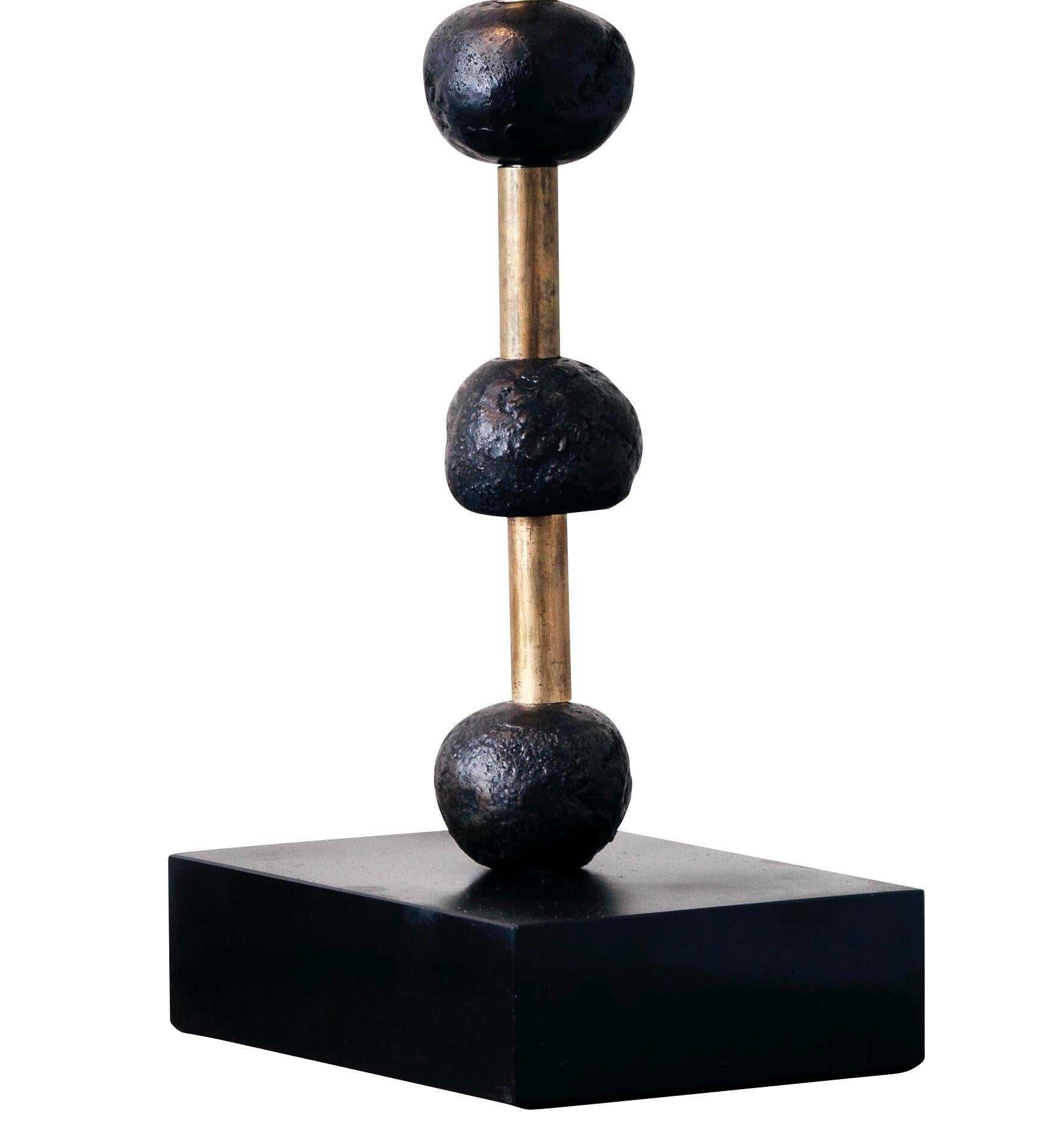 Pearl Desk Lamp, Contemporary, Sculptural, Brass, Slate, Glass by Margit Wittig For Sale 1