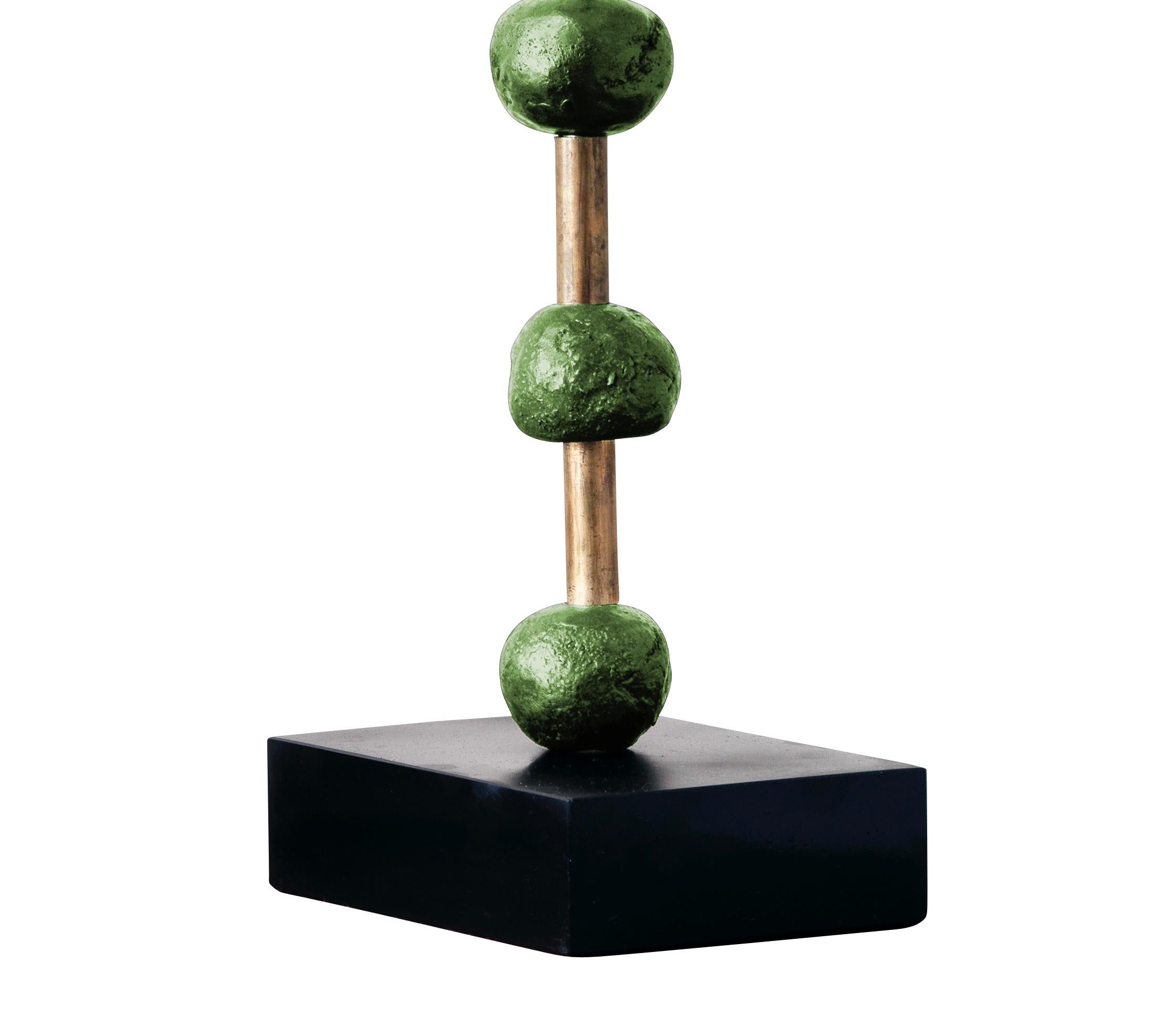 Cast 'Pearl' Desk Lamp, Brass, Slate, Green Pigmented Resin by Margit Wittig