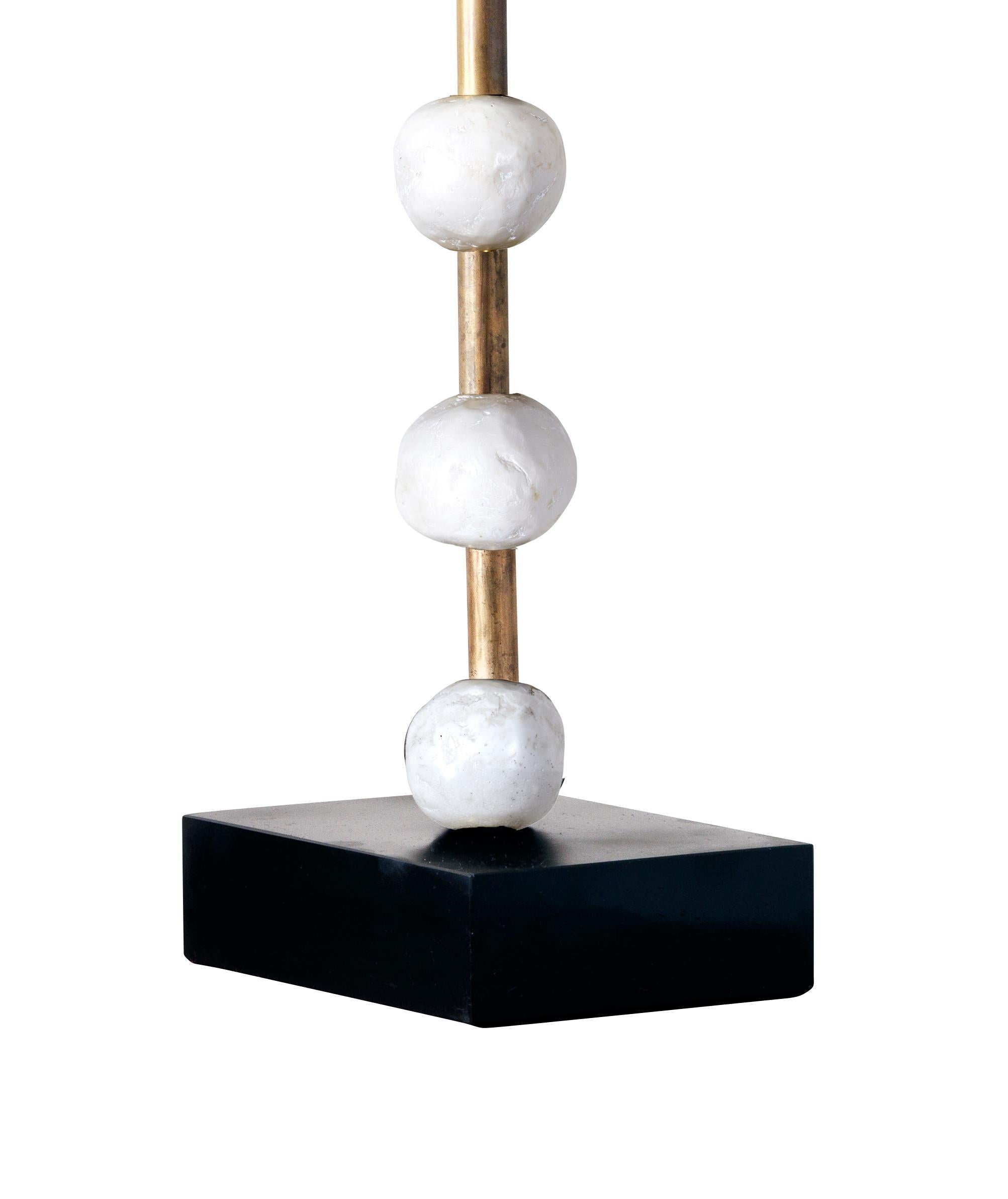 Modern 'Pearl' Desk Lamp, Brass, Slate, White Pigmented Resin by Margit Wittig